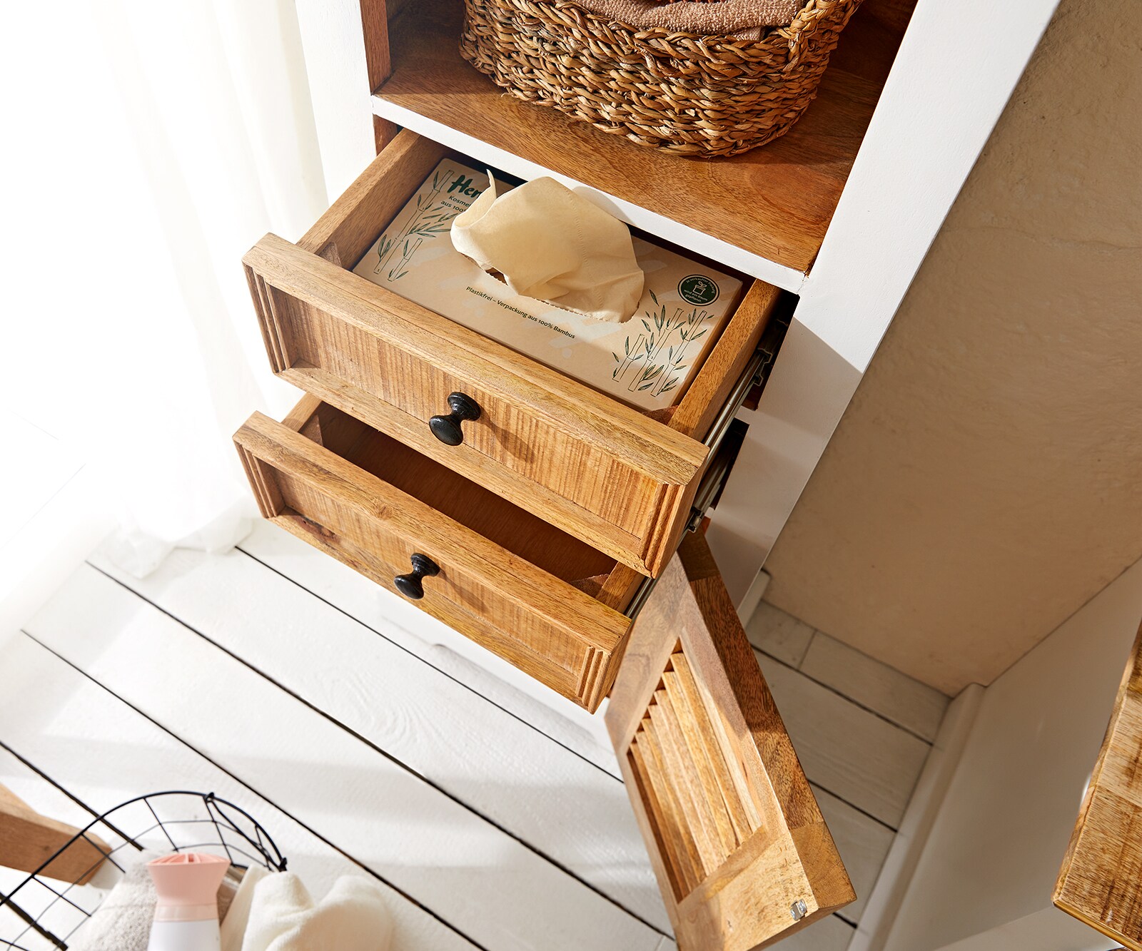 Armoire-haute Casa 45x190 cm Manguier Blanc Naturel 2 Armoire-haute Casa 45x190 cm Manguier Blanc Naturel 2