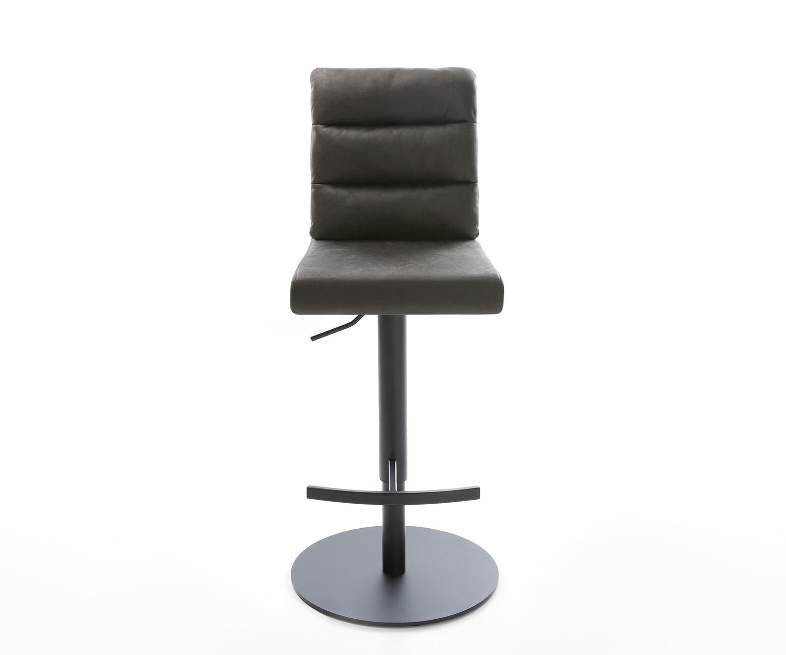 Chaise-de-bar Pela-Flex vintage anthracite base tournante réglable en haut métal 1 Chaise-de-bar Pela-Flex vintage anthracite base tournante réglable en haut métal 1