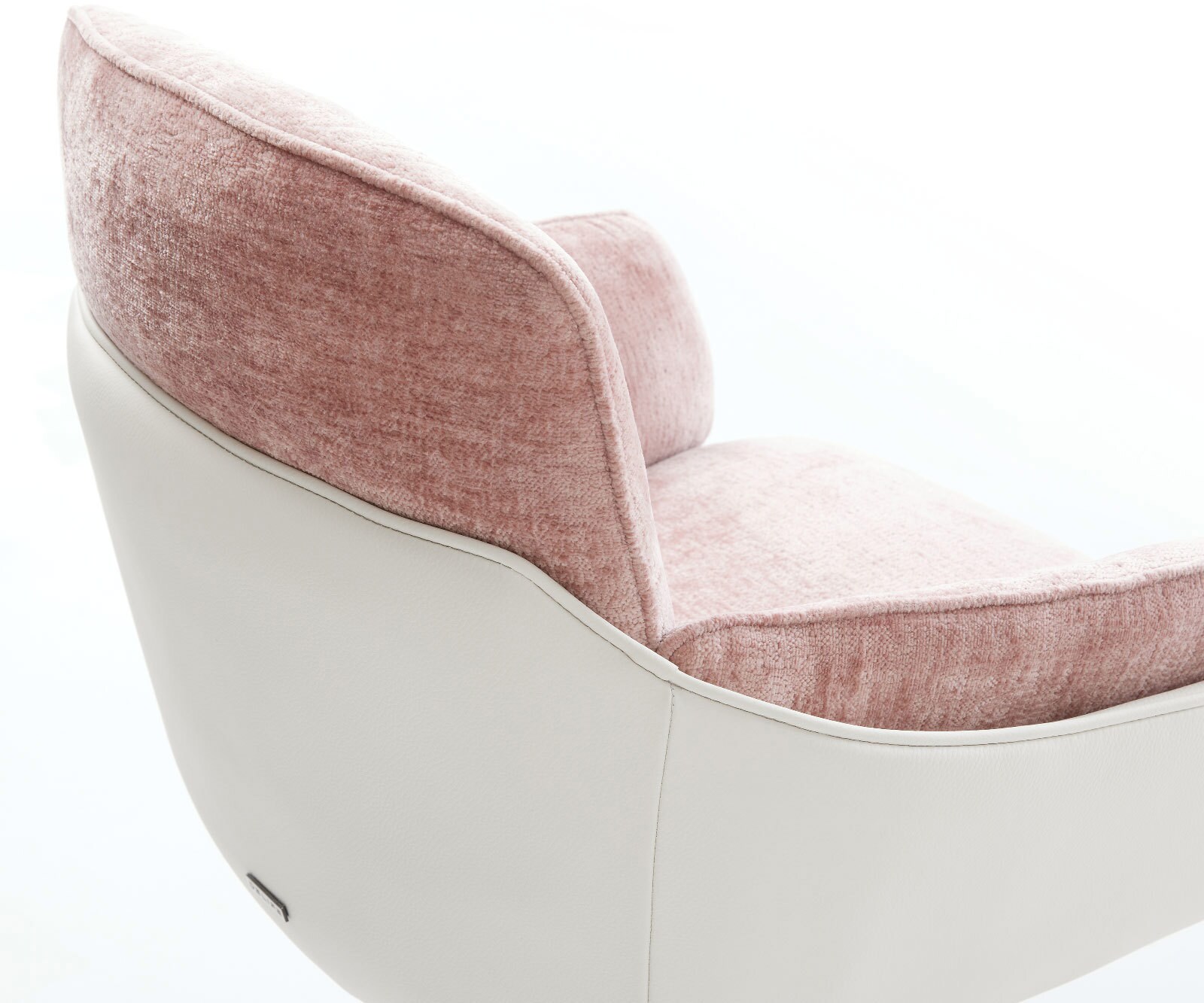 Cantilever Luan-Flex avec accoudoirs tissu mixte cuir de vache blanc-rose pied cantilever plat blanc 3 Cantilever Luan-Flex avec accoudoirs tissu mixte cuir de vache blanc-rose pied cantilever plat blanc 3