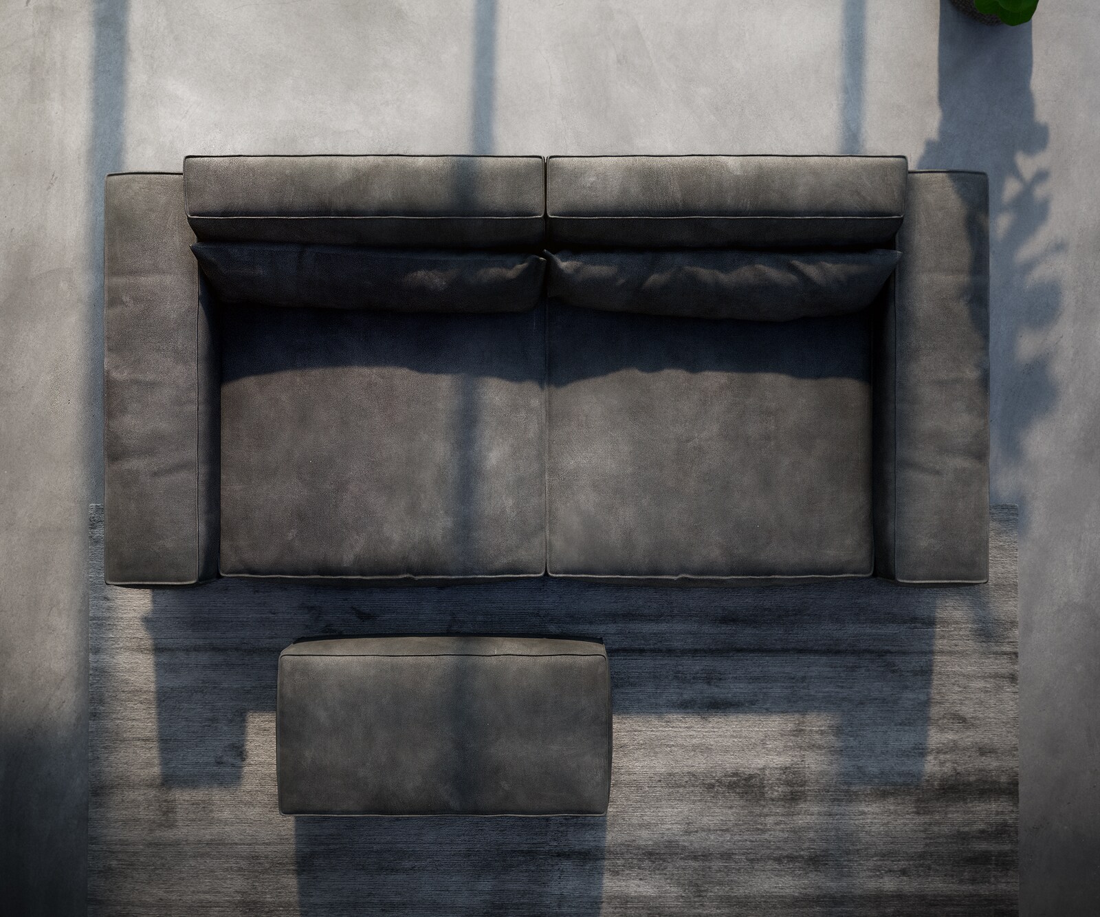 Grand Canapé Sirpio XL 270x130 cm Cuir synthétique Vintage Anthracite  avec Tabouret 3