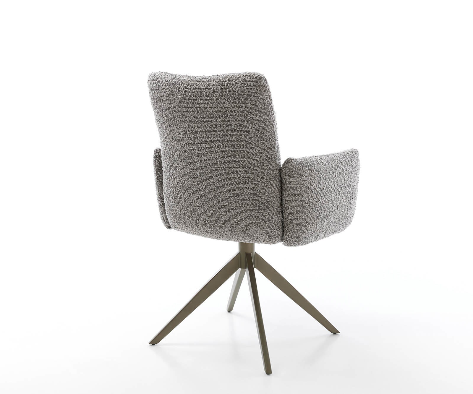 Chaise-pivotante Jova-Flex avec accoudoirs bouclé gris argenté pied croisé large aspect titane pivotement sur 360° ressorts ensachés 4 Chaise-pivotante Jova-Flex avec accoudoirs bouclé gris argenté pied croisé large aspect titane pivotement sur 360° ressorts ensachés 4