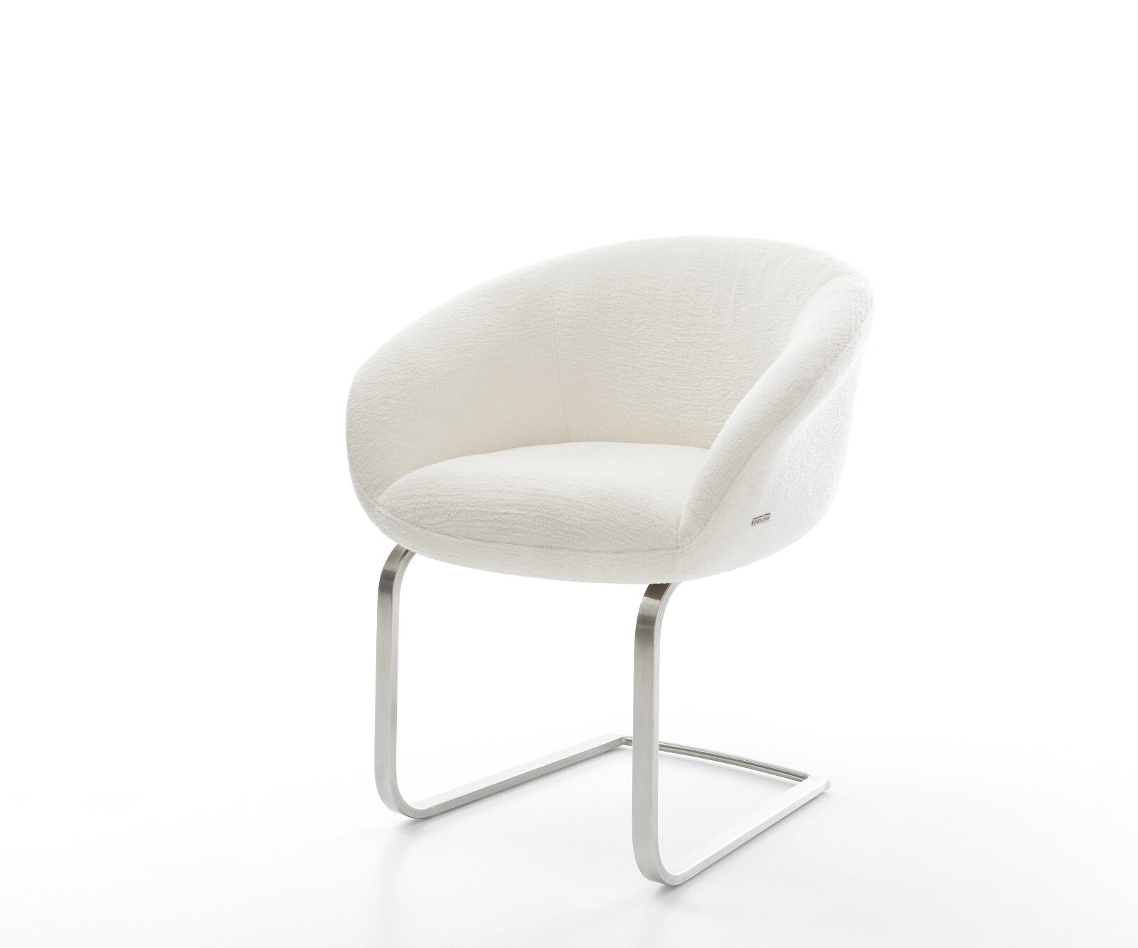 Cantilever Vinka-Flex avec accoudoirs bouclé doux beige pied cantilever plat acier inoxydable resorts ensachés 1