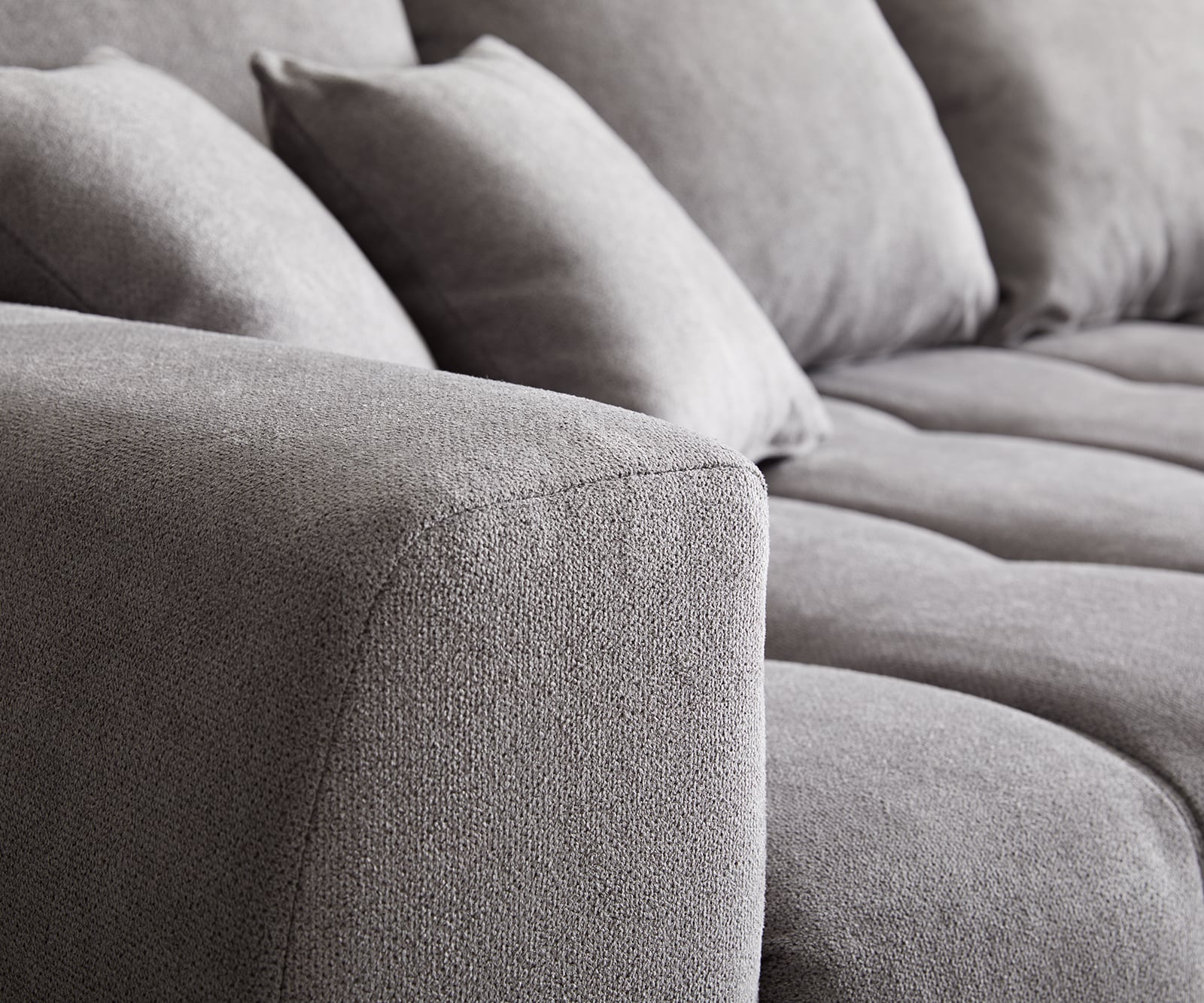 Canapé-panoramique Josea 300x220 cm microfibre gris pierre Recamière à droite 2 Canapé-panoramique Josea 300x220 cm microfibre gris pierre Recamière à droite 2