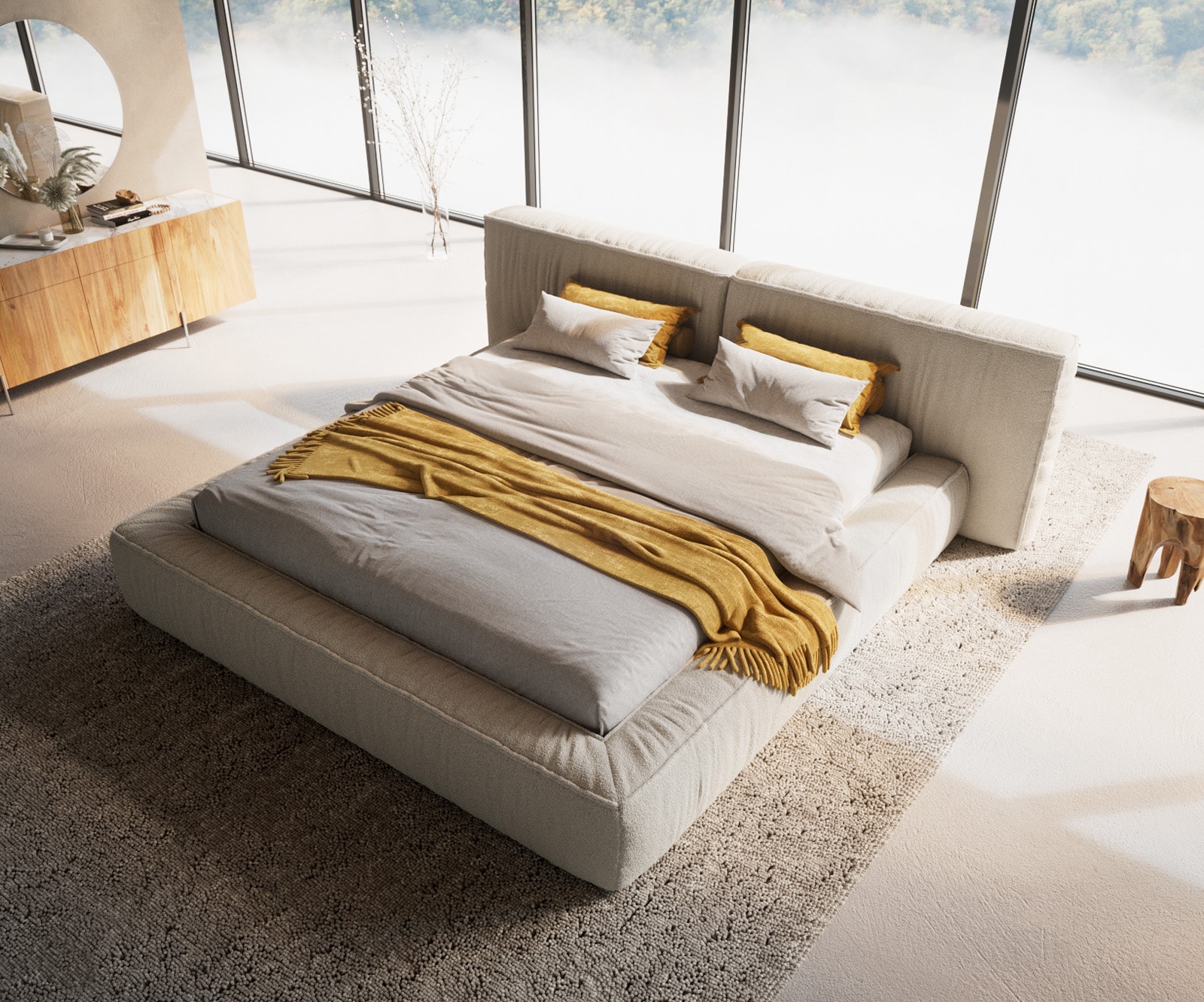 Sommier-rembourré Coperti 180x200 cm Bouclé blanc crème 2