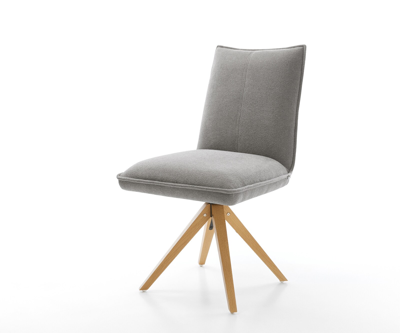 Chaise-pivotante Lelio-Flex tissu structuré doux gris pied en bois angulaire naturel pivotement sur 180° resorts ensachés 1