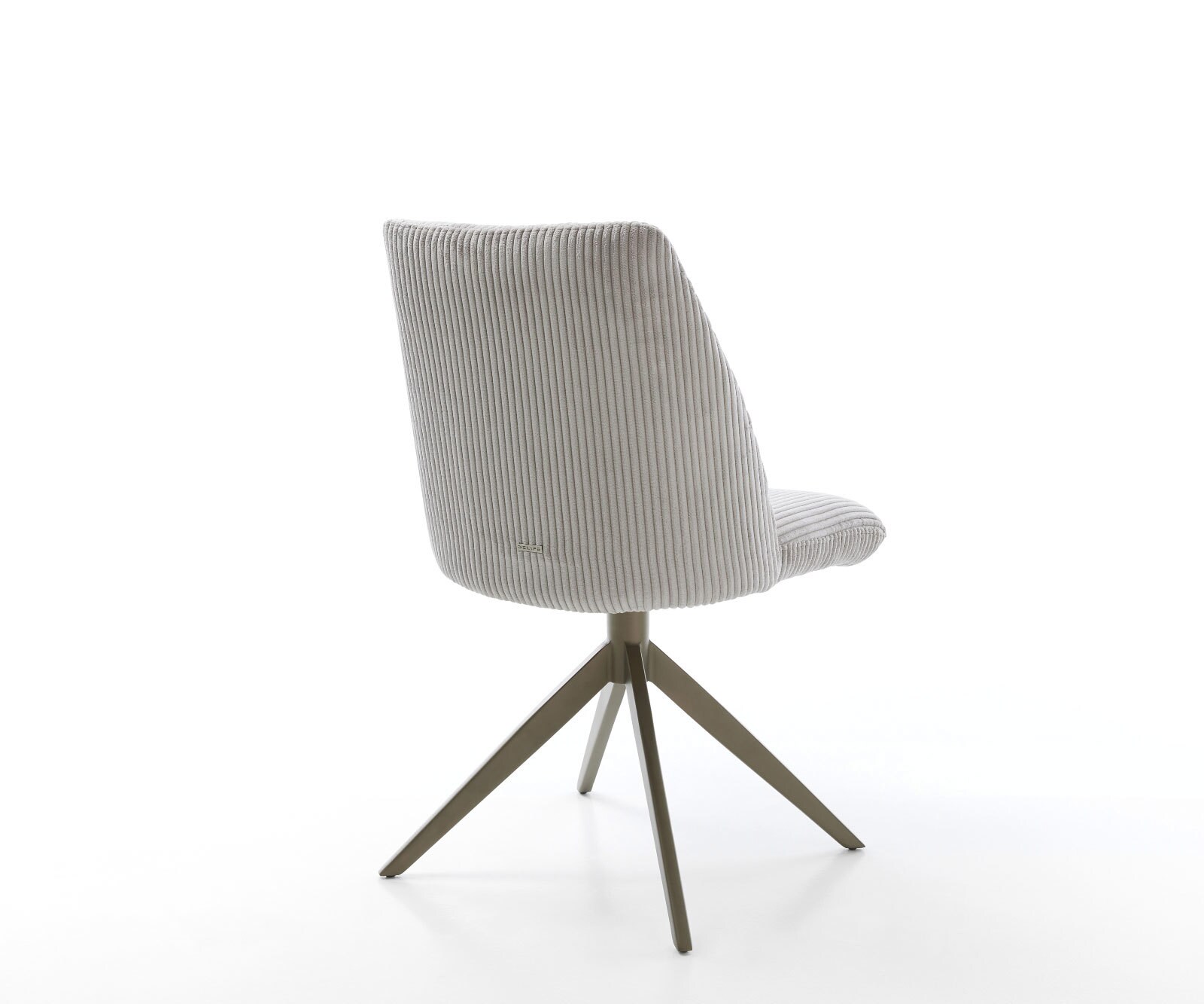 Chaise-pivotante Elso-Flex côtelé gris argenté pied croisé large aspect titane pivotement sur 360° fonction bascule ressorts ensachés 4