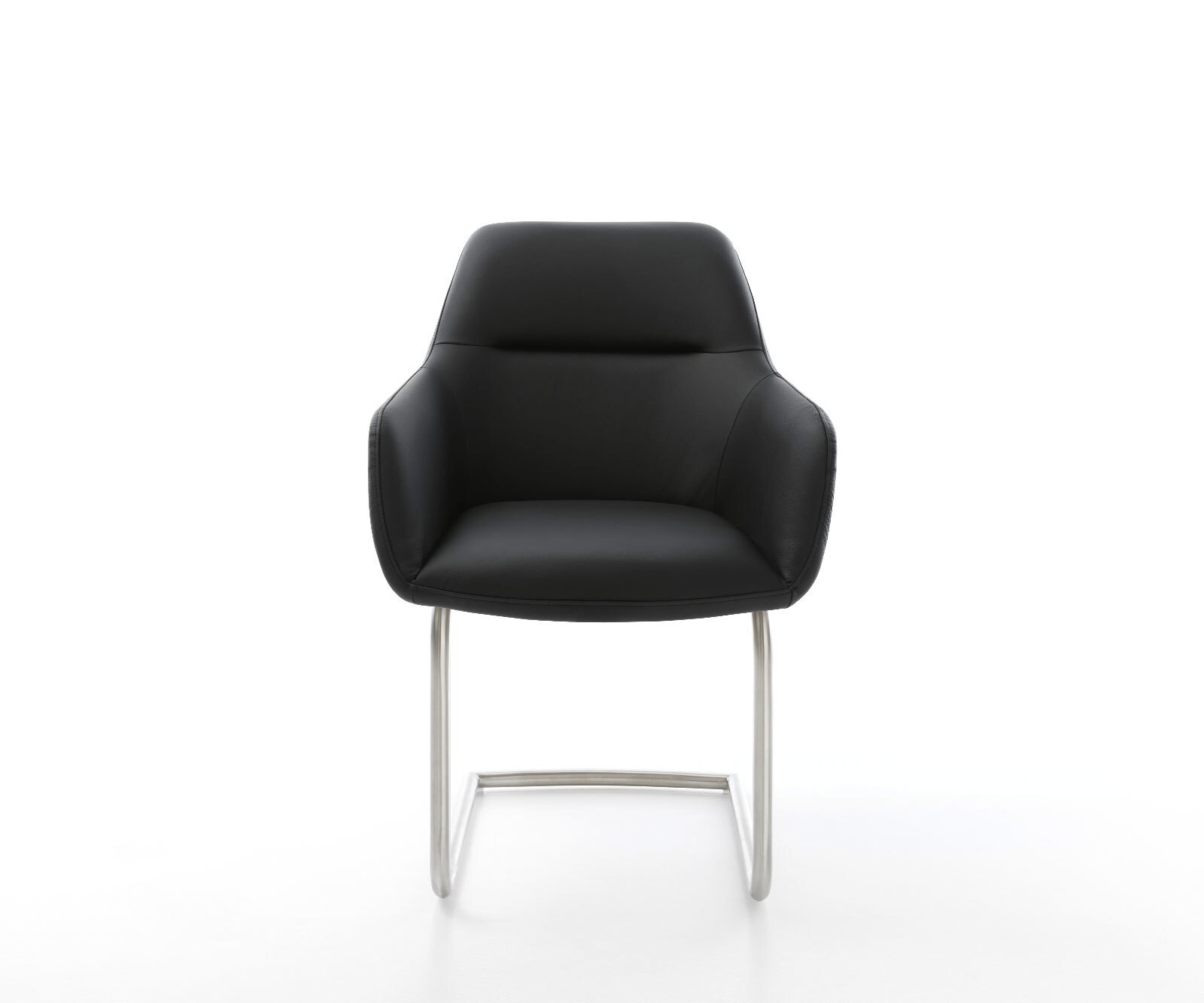Cantilever Pejo-Flex cuir de vache noir pied cantilever rond acier inoxydable brossé ressorts ensachés 1 Cantilever Pejo-Flex cuir de vache noir pied cantilever rond acier inoxydable brossé ressorts ensachés 1