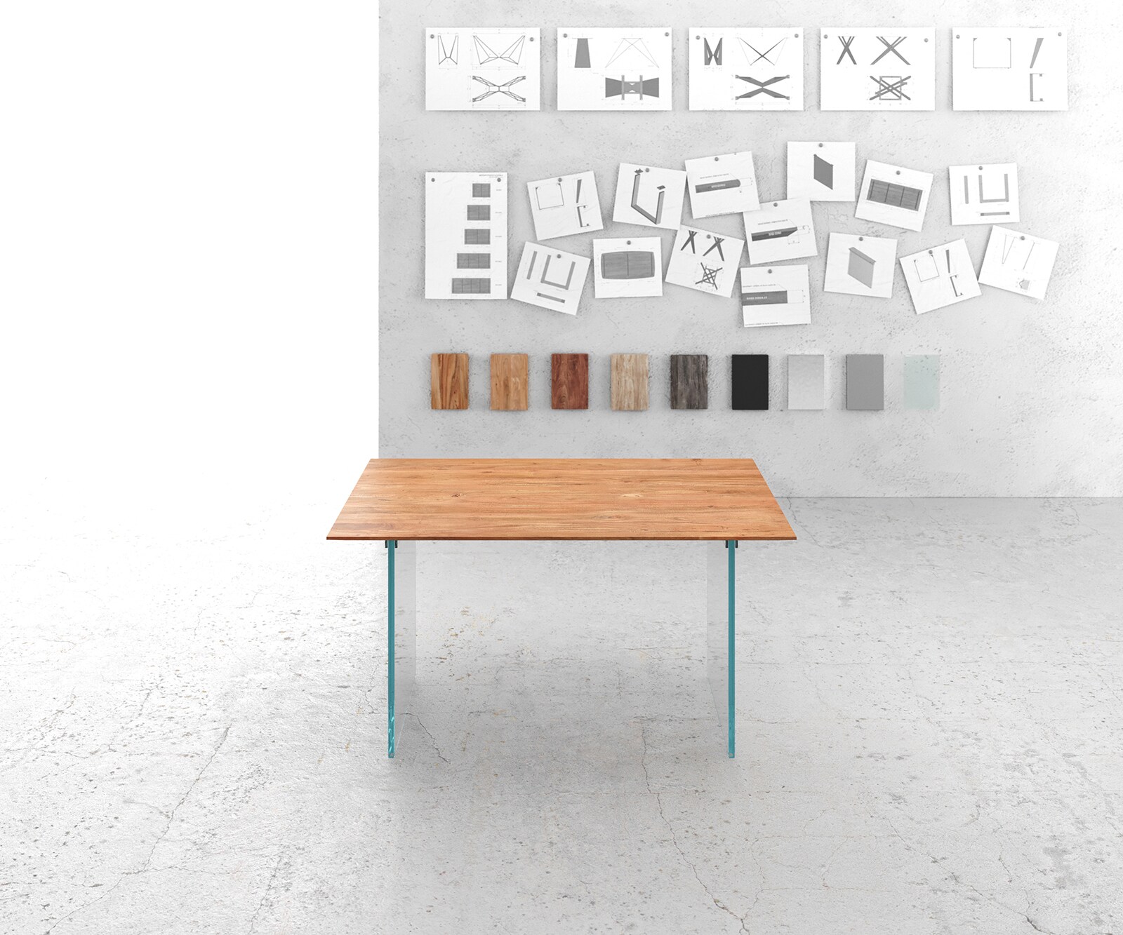 Table-à-manger Edge 140x90 cm acacia nature cadre verre bord suisse 1 Table-à-manger Edge 140x90 cm acacia nature cadre verre bord suisse 1