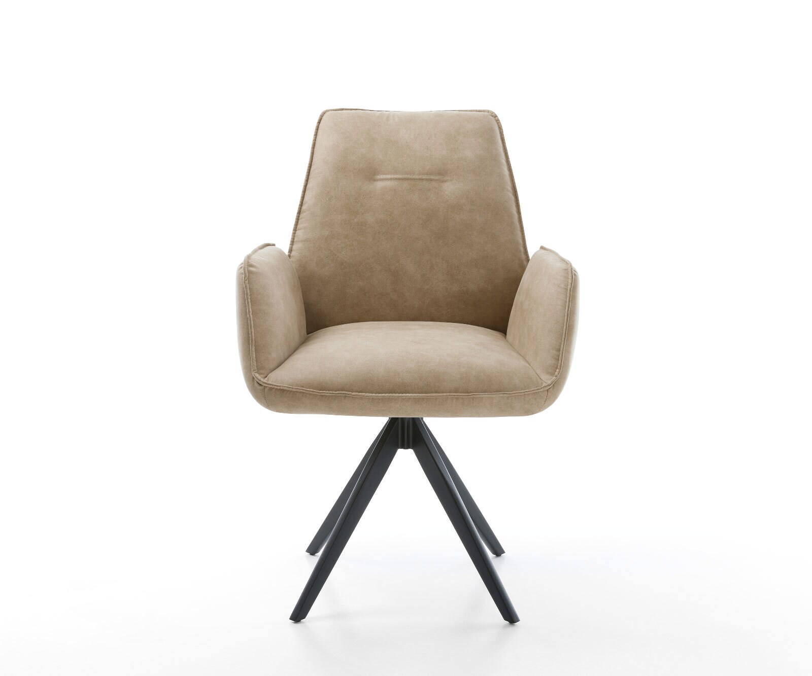 Chaise-de-salle-à-manger Zoa-Flex microvelours beige vintage pied croisé angulaire noir ressorts ensachés 1