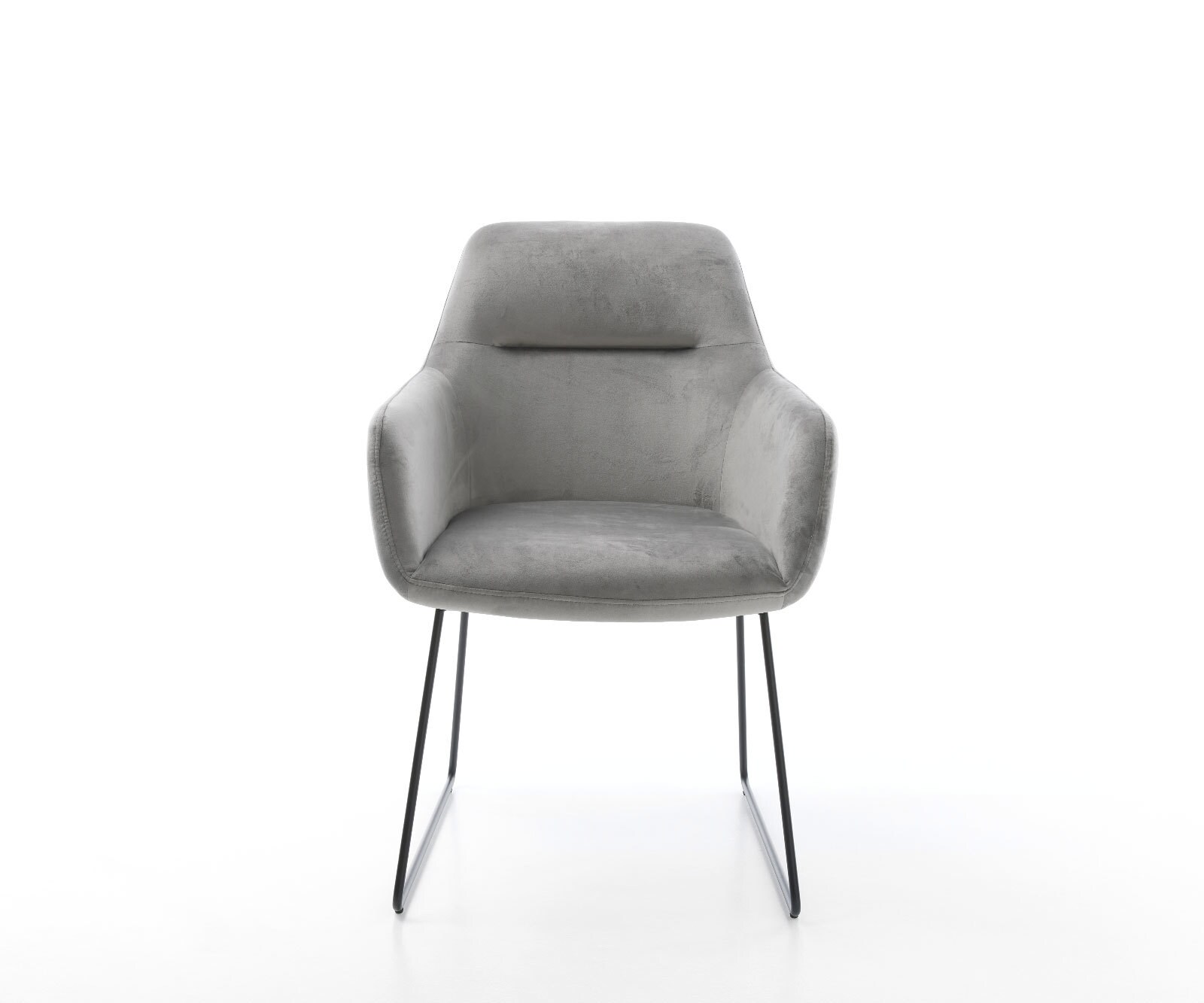 Chaise-de-salle-à-manger Pejo-Flex velours gris pied trapèze noir ressorts ensachés 1