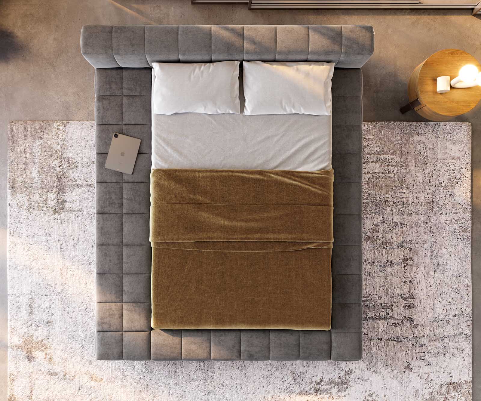 Sommier-Espazio 140x200 cm microfibre grise avec espace de rangement 4