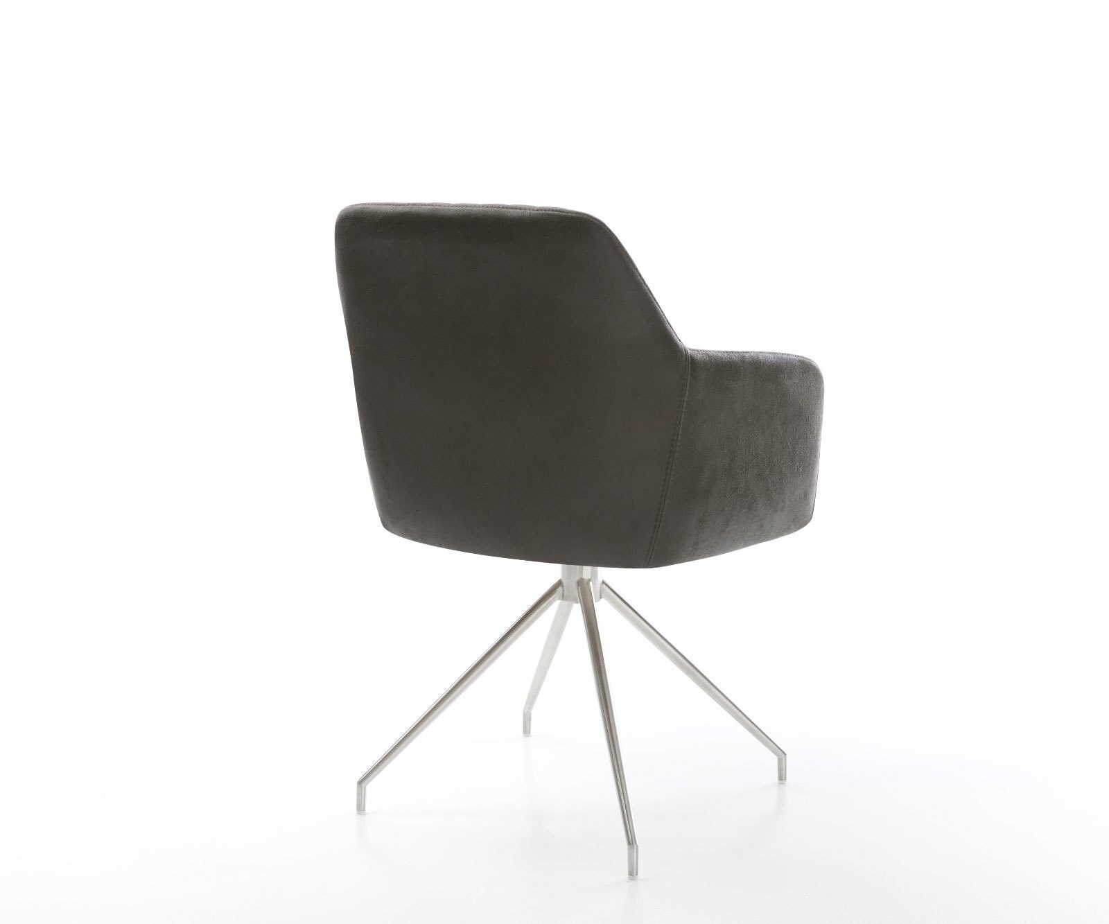 Chaise-de-salle-à-manger Greg-Flex microvelours anthracite vintage pied croisé conique acier inoxydable brossé ressorts ensachés 4