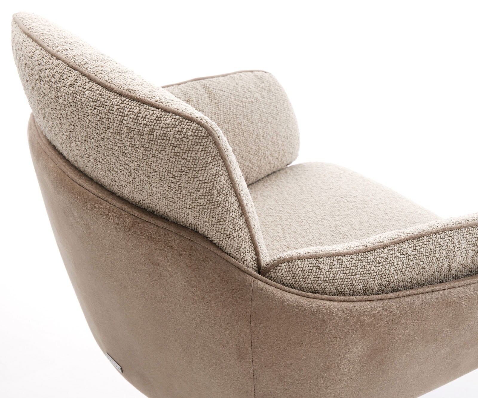 Chaise-pivotante Luan-Flex avec accoudoirs tissu mixte couleur boue pied de chaise 4 branches grafiete pivotement sur 360° fonction bascule 4