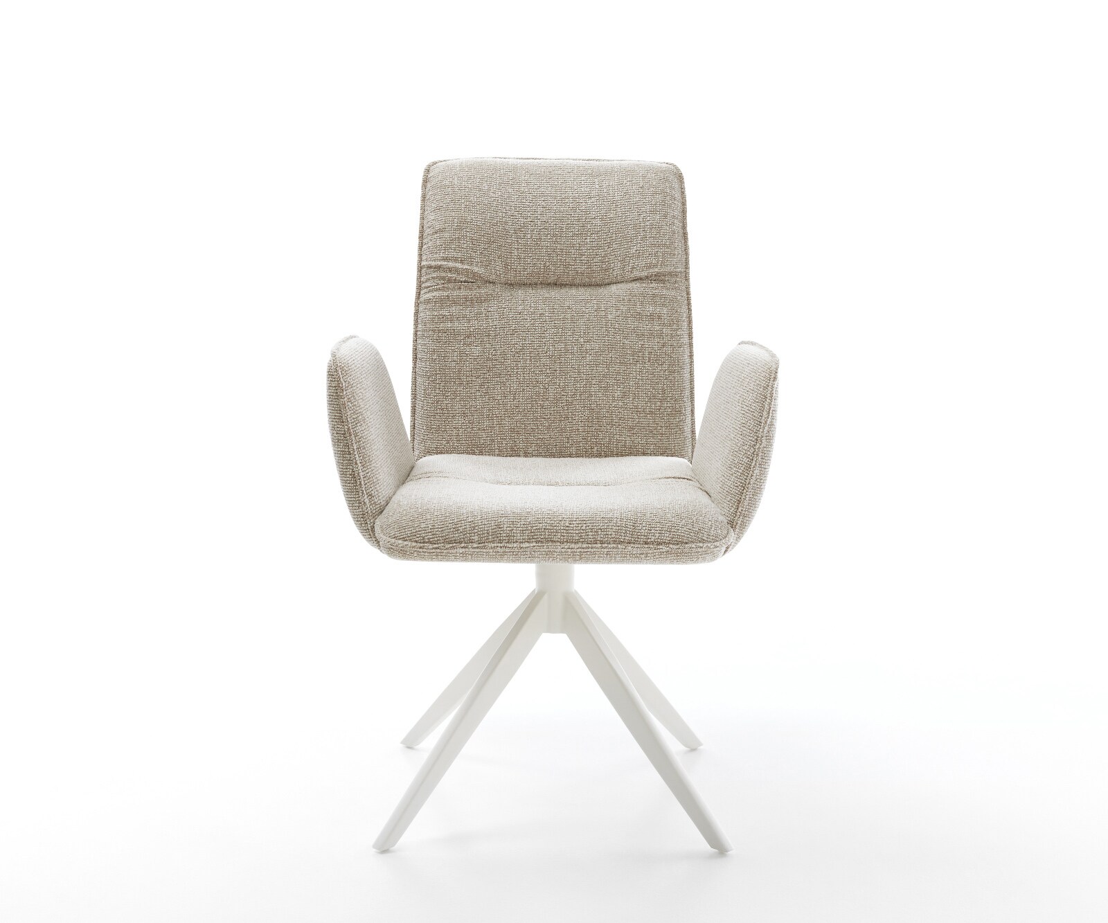 Chaise-pivotante Vinja-Flex tissu tissé doux beige pied croisé large blanc pivotement sur 360° fonction bascule 2