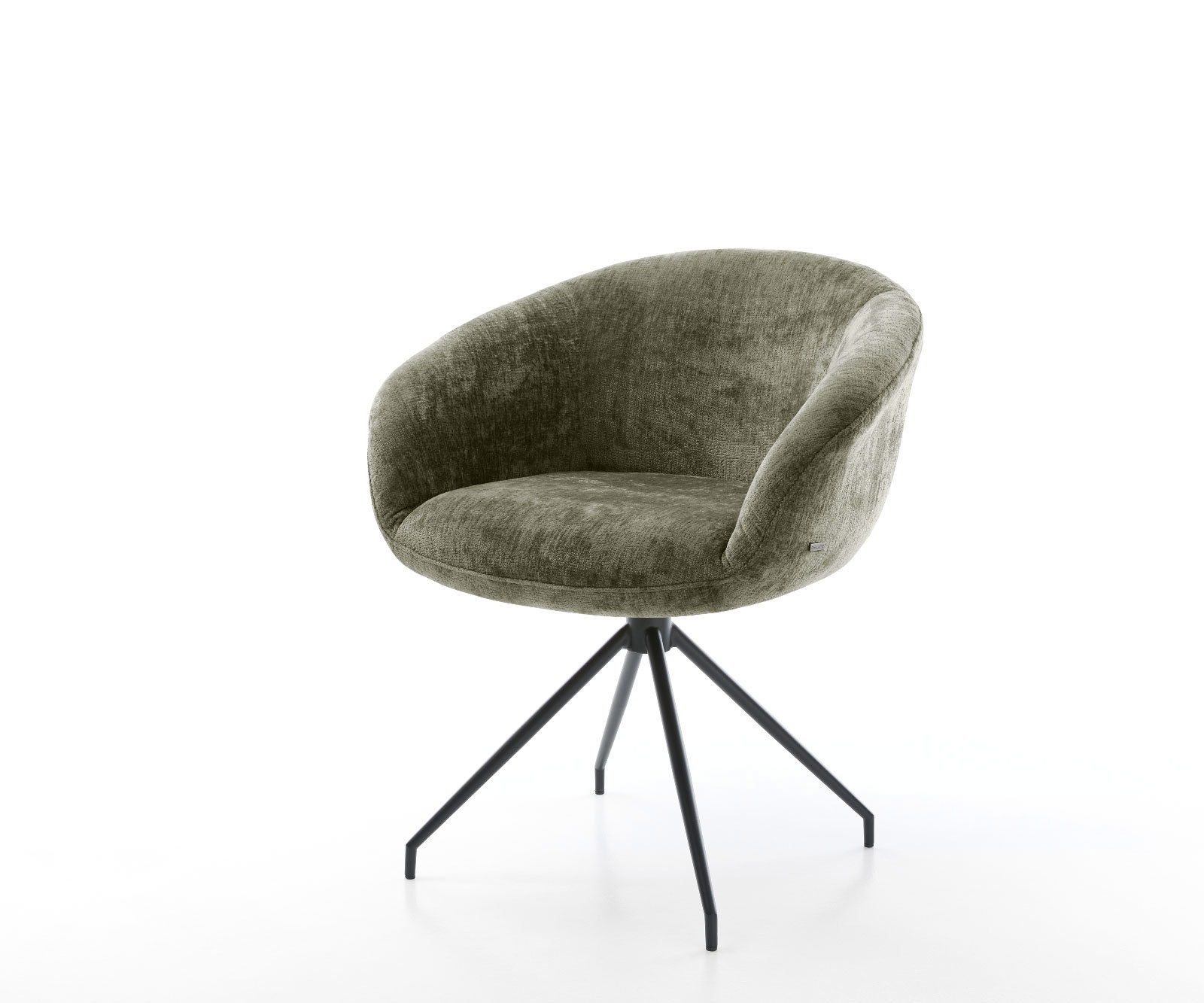 Chaise-pivotante Vinka-Flex avec accoudoirs chenille olive pied croisé conique noir pivotement sur 180° ressorts ensachés Chaise-pivotante Vinka-Flex avec accoudoirs chenille olive pied croisé conique noir pivotement sur 180° ressorts ensachés