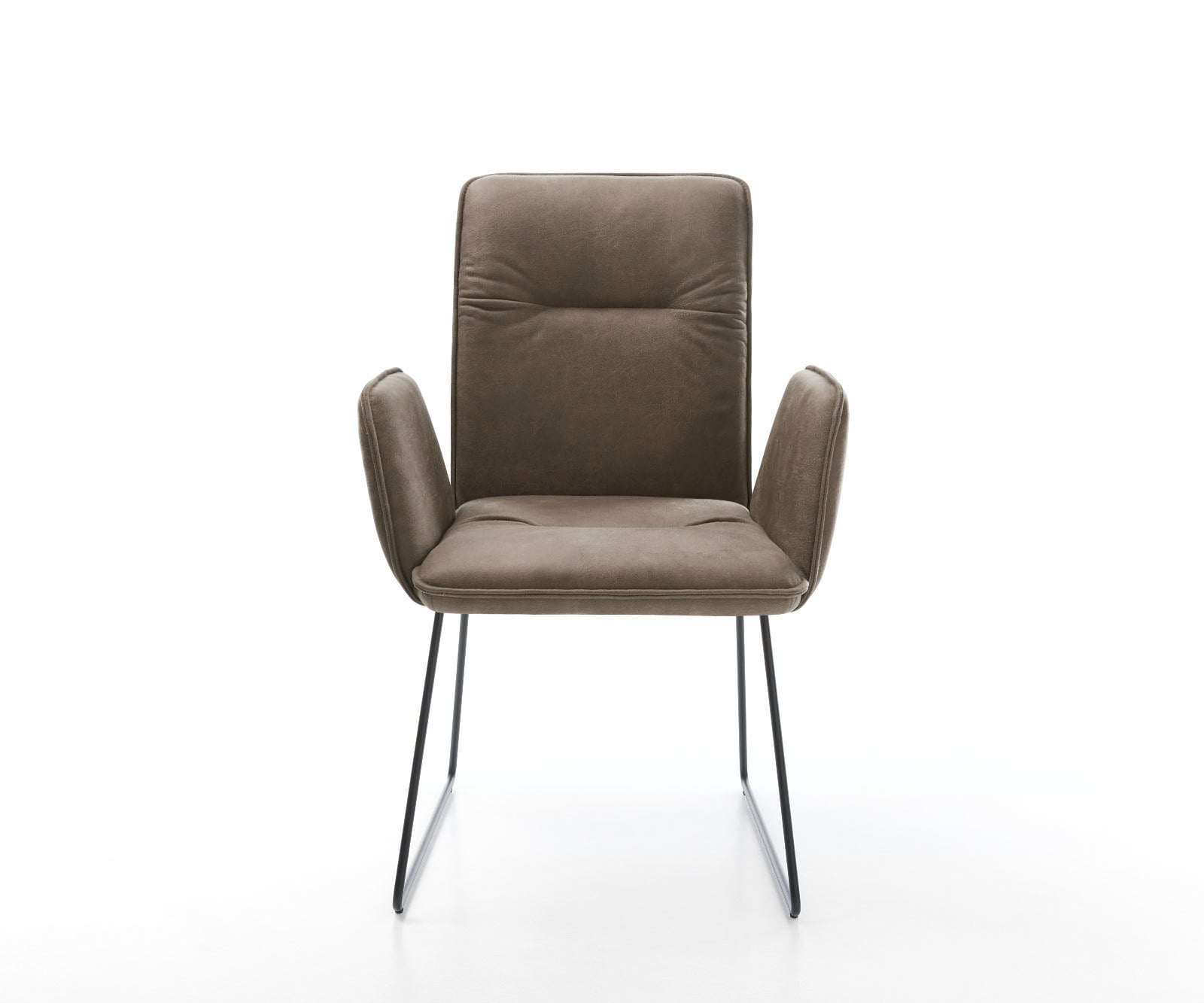 Chaise-de-salle-à-manger Vinja-Flex microvelours taupe vintage pied trapèze noir 1 Chaise-de-salle-à-manger Vinja-Flex microvelours taupe vintage pied trapèze noir 1