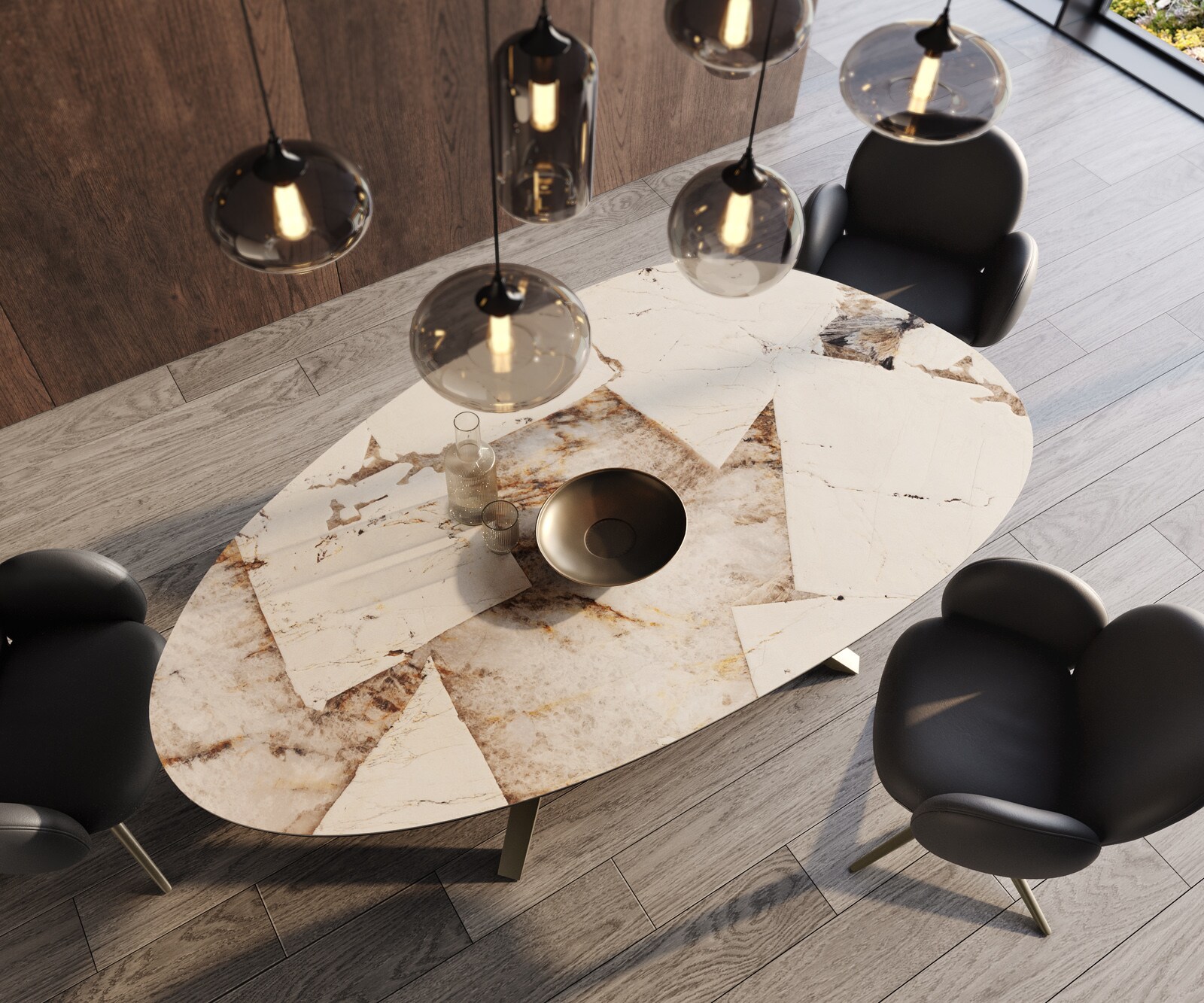 Table à manger Edge Ovale 220x120 Céramique Iris FMG Patagonia Lappato Zenthara anguleux Métal finition à effet Titane 3 Table à manger Edge Ovale 220x120 Céramique Iris FMG Patagonia Lappato Zenthara anguleux Métal finition à effet Titane 3