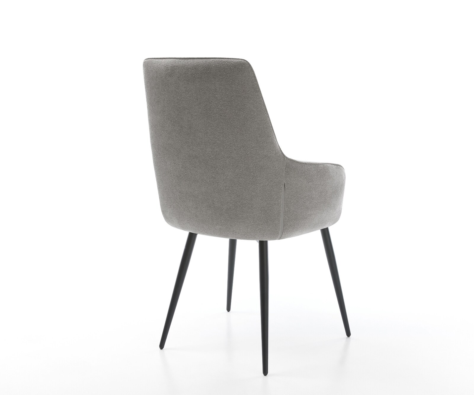 Chaise-de-salle-à-manger Zelia-Flex avec accoudoirs tissu structuré doux gris 4 pieds coniques noir resorts ensachés 4