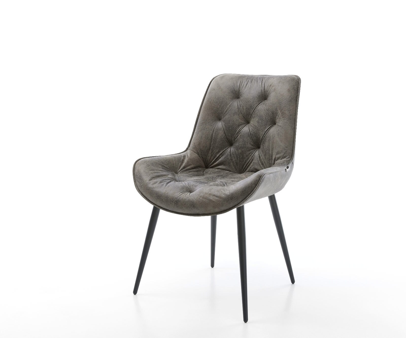 Chaise-de-salle-à-manger Taimi-Flex microvelours gris antique 4 pieds coniques noir