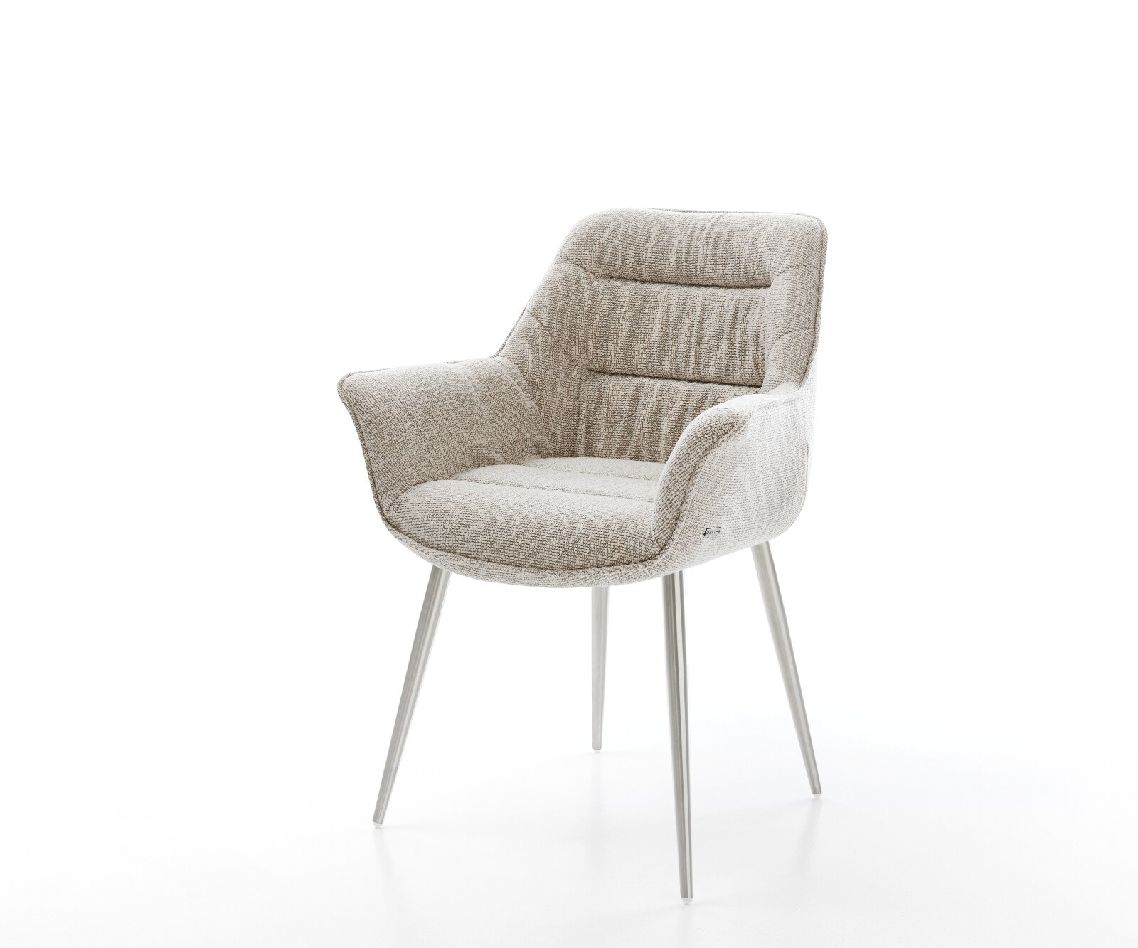 Chaise-de-salle-à-manger Kaira-Flex tissu tissé doux beige 4 pieds coniques acier inoxydable 1