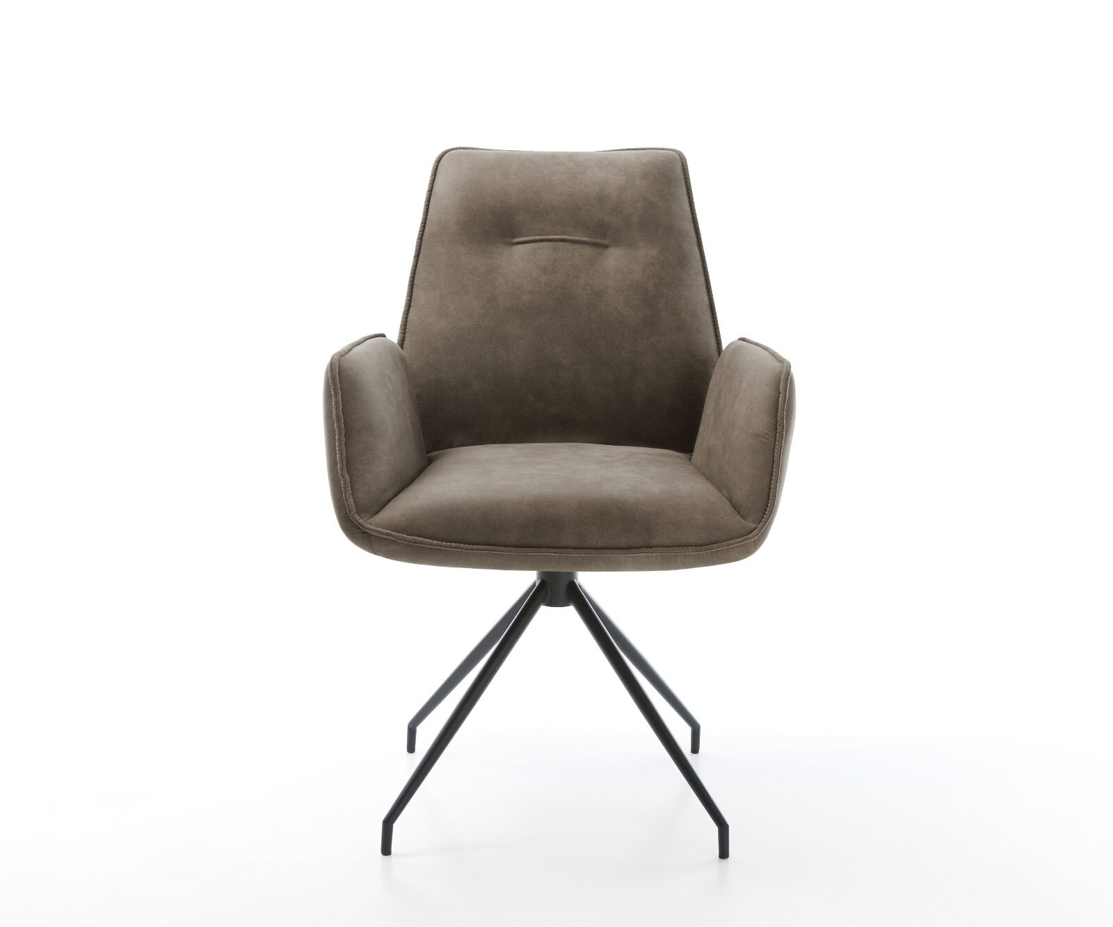 Chaise-de-salle-à-manger Zoa-Flex microvelours taupe vintage pied croisé conique noir ressorts ensachés 1