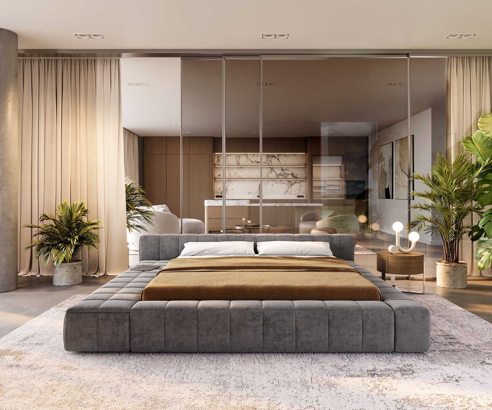 Sommier-Espazio 180x200 cm microfibre grise avec espace de rangement 2