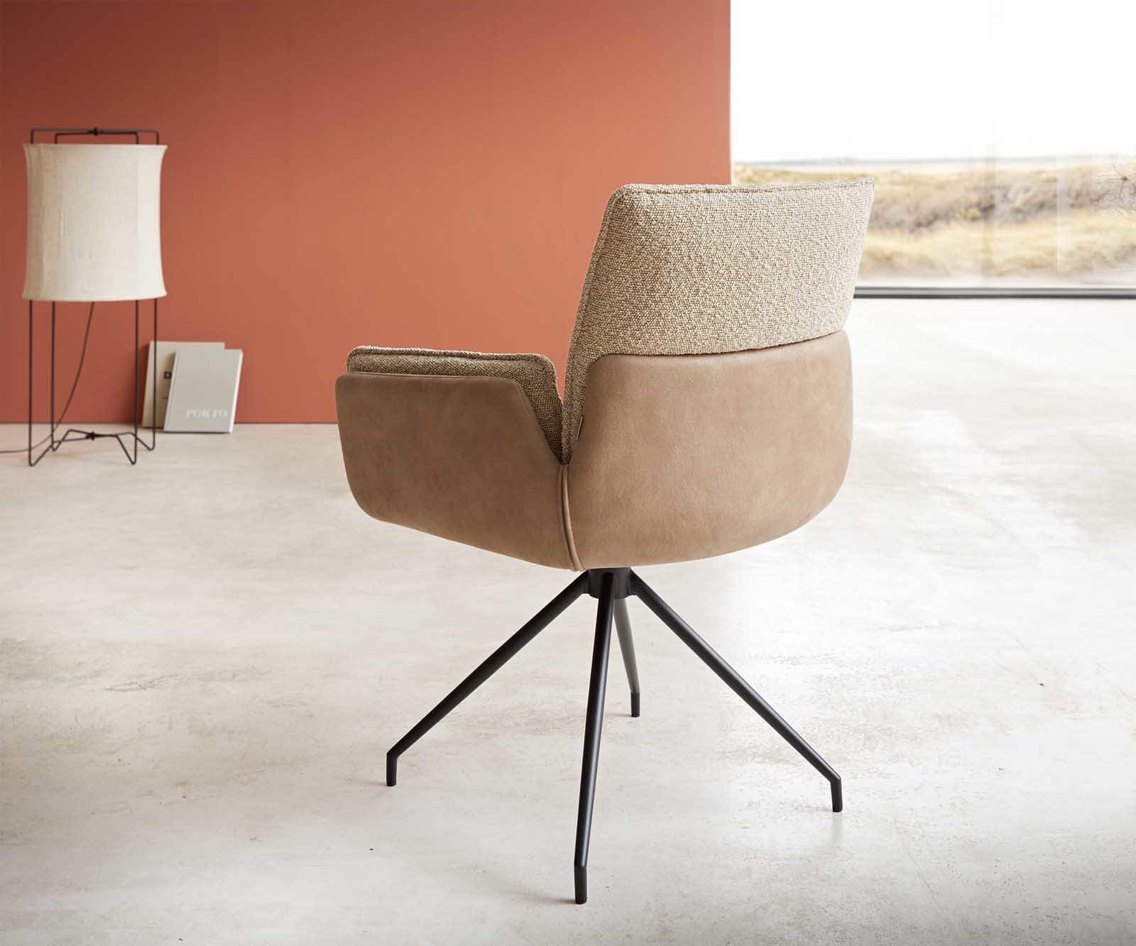 Chaise-pivotante Nela-Flex tissu mixte couleur boue pied croisé conique noir pivotement sur 180° 4 Chaise-pivotante Nela-Flex tissu mixte couleur boue pied croisé conique noir pivotement sur 180° 4