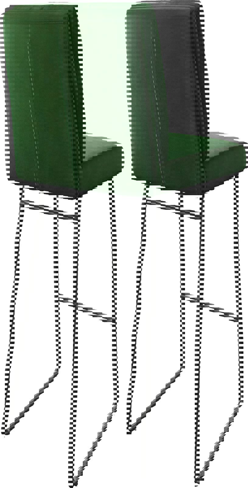 Chaise-de-bar Pela-Flex velours vert cadre de patins métal 4 Chaise-de-bar Pela-Flex velours vert cadre de patins métal 4