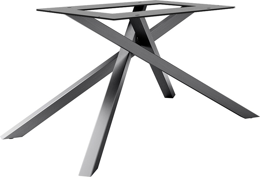 Piètement-en-croix rectangulaire en acier inoxydable graphite pour plateaux de table à partir de 200 cm
