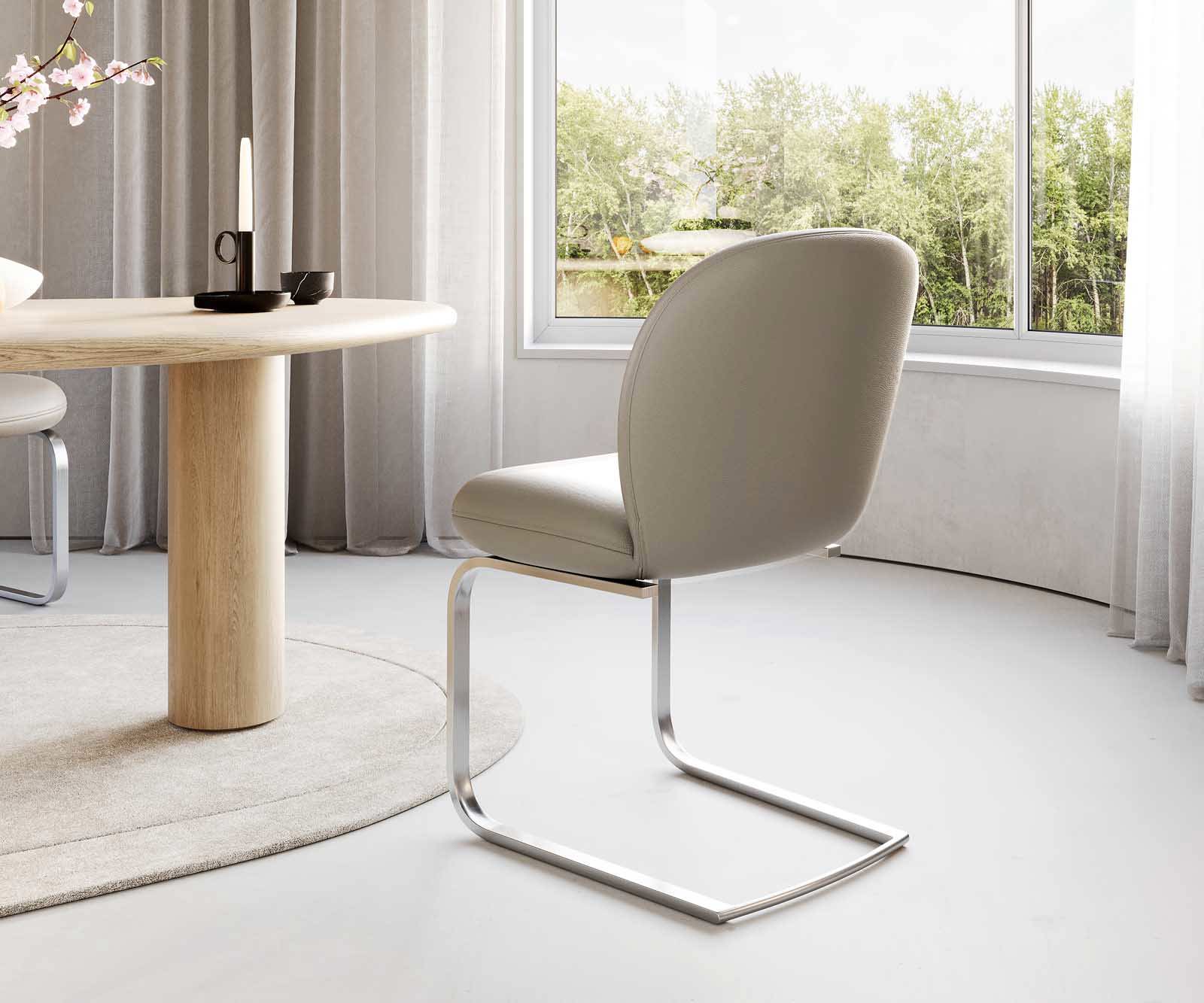 Cantilever Nube-Flex cuir de vache couleur boue pied cantilever plat acier inoxydable brossé ressorts ensachés 4