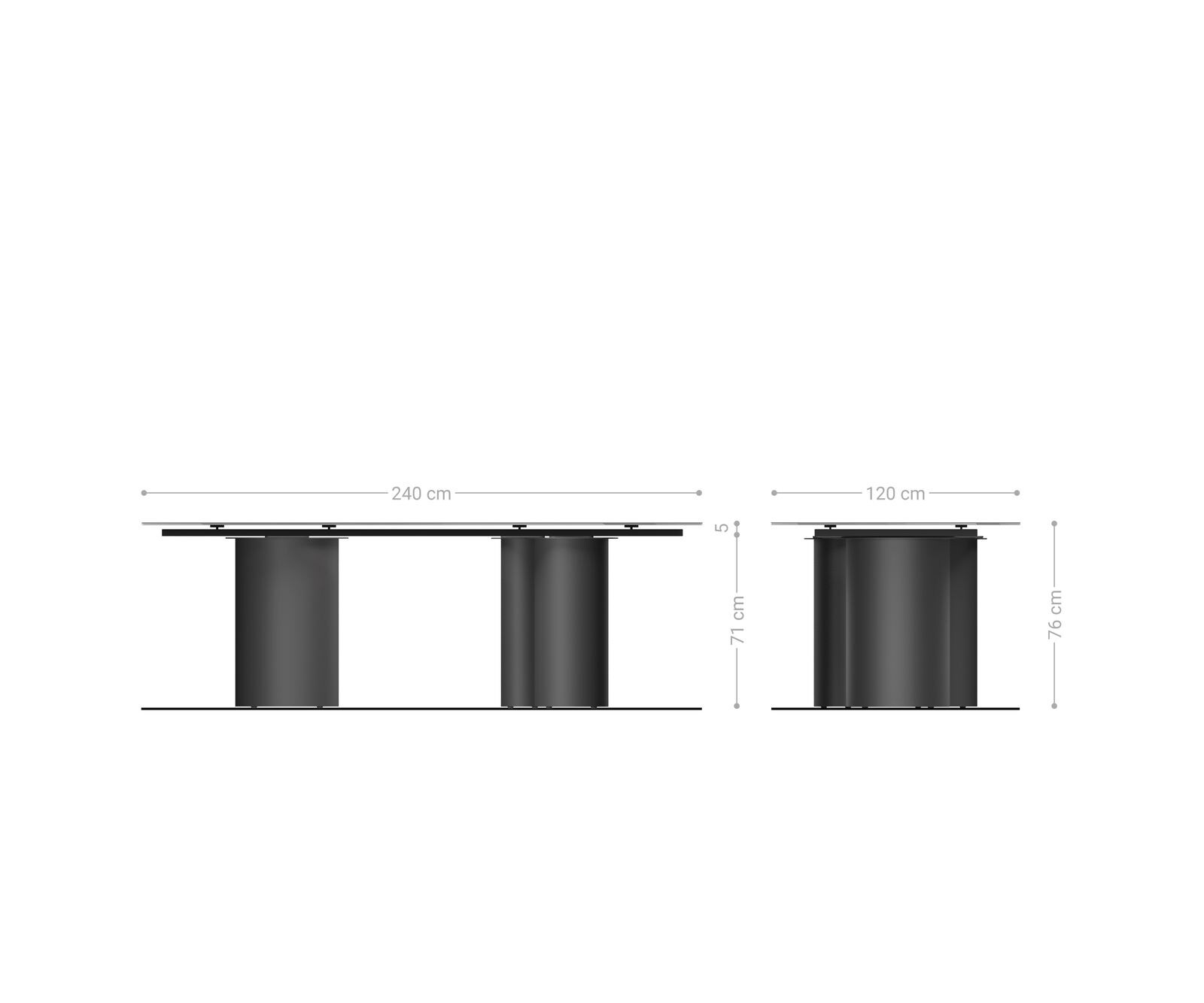 Table à manger Edge Boot 240x120 céramique Travertin naturee Troa métal noir 8