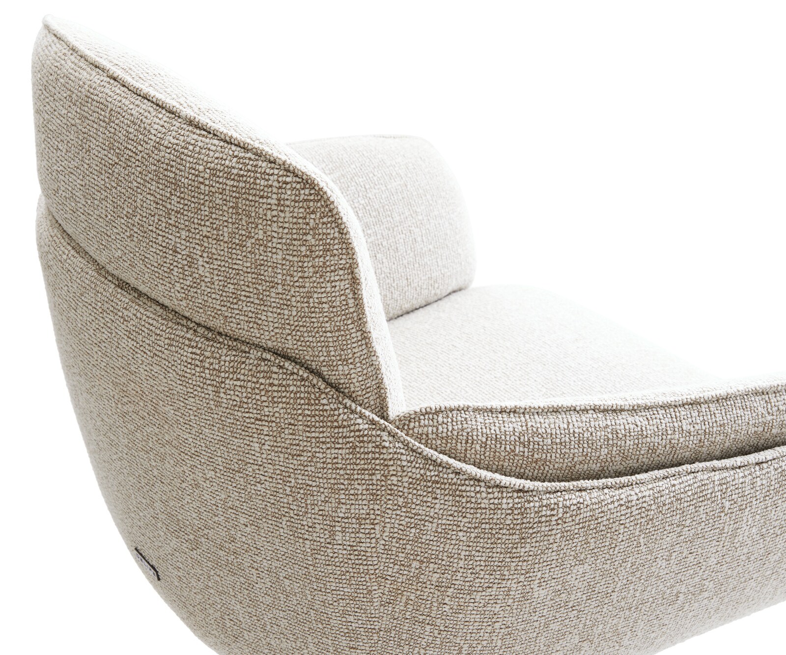 Chaise-de-salle-à-manger Luan-Flex avec accoudoirs tissu tissé doux beige pied croisé conique noir 3