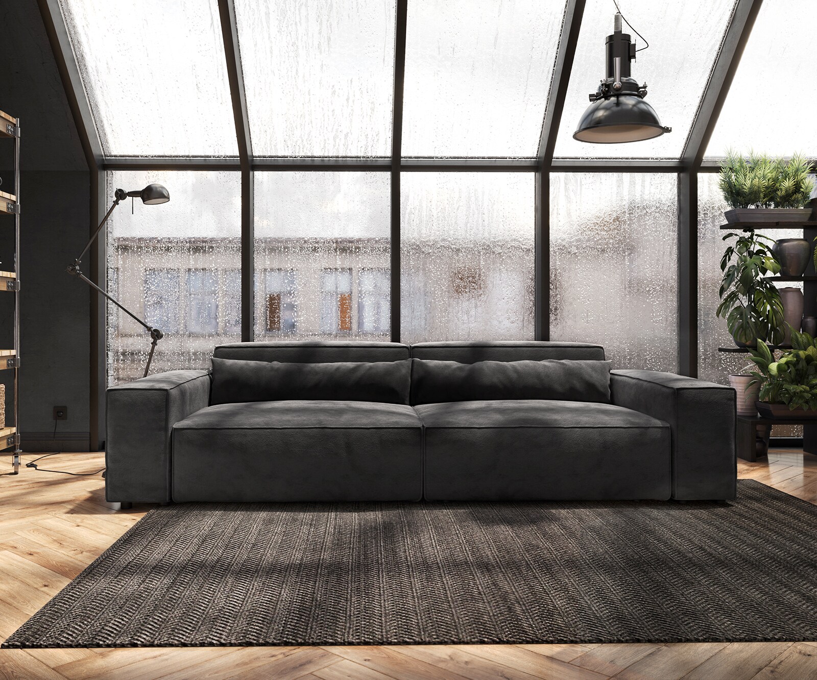Grand Canapé Sirpio XL 270x130 cm Microfibre Noir 1