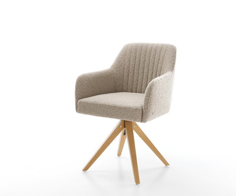 Chaise-pivotante Greg-Flex bouclé boue pied en bois angulaire naturel pivotement sur 180° ressorts ensachés