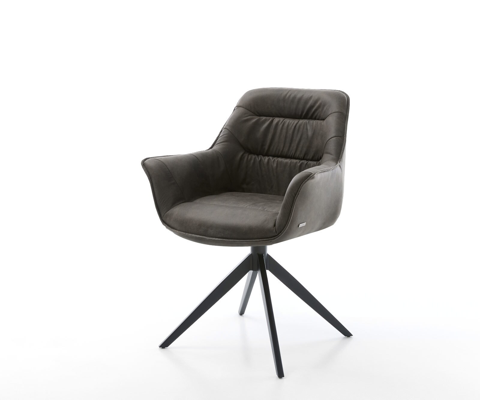 Chaise-de-salle-à-manger Kaira-Flex microvelours anthracite vintage pied croisé large noir 1