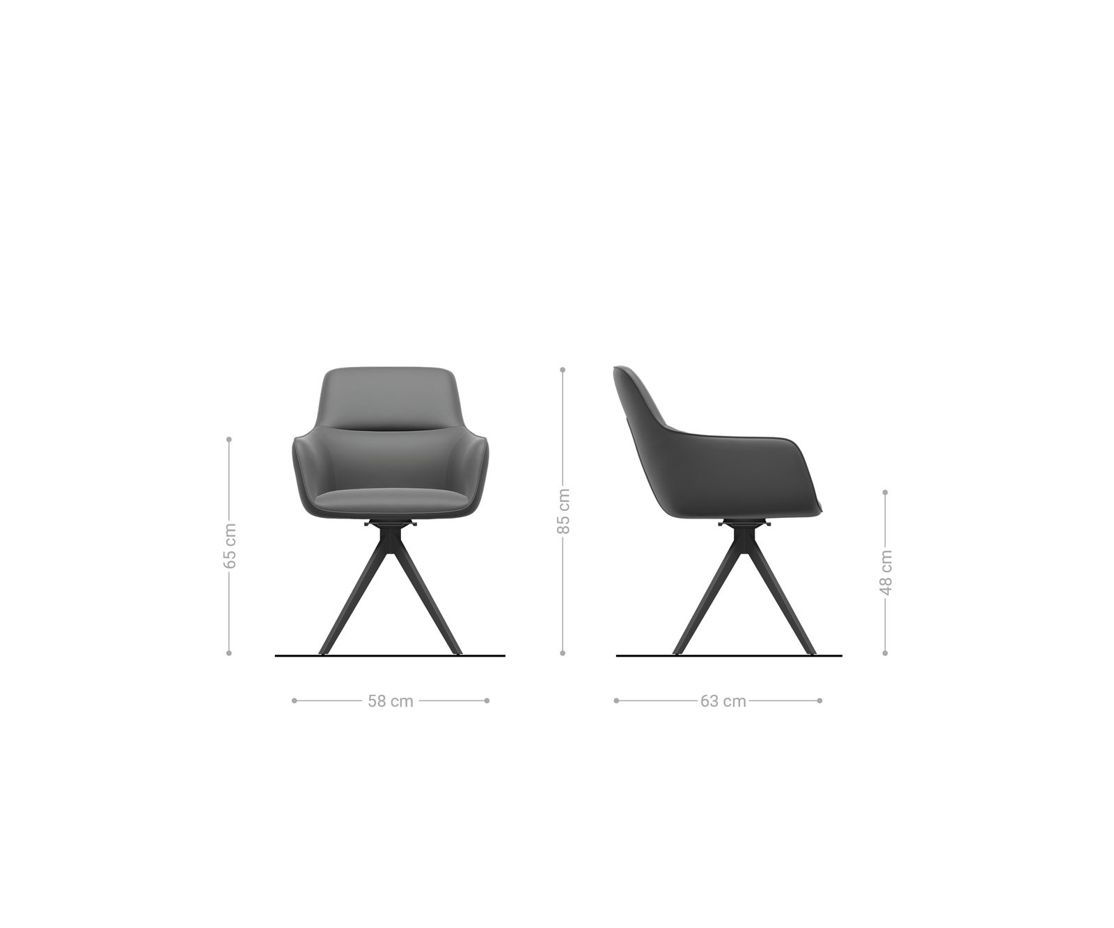 Chaise-de-salle-à-manger Pejo-Flex velours gris pied croisé angulaire noir ressorts ensachés 6