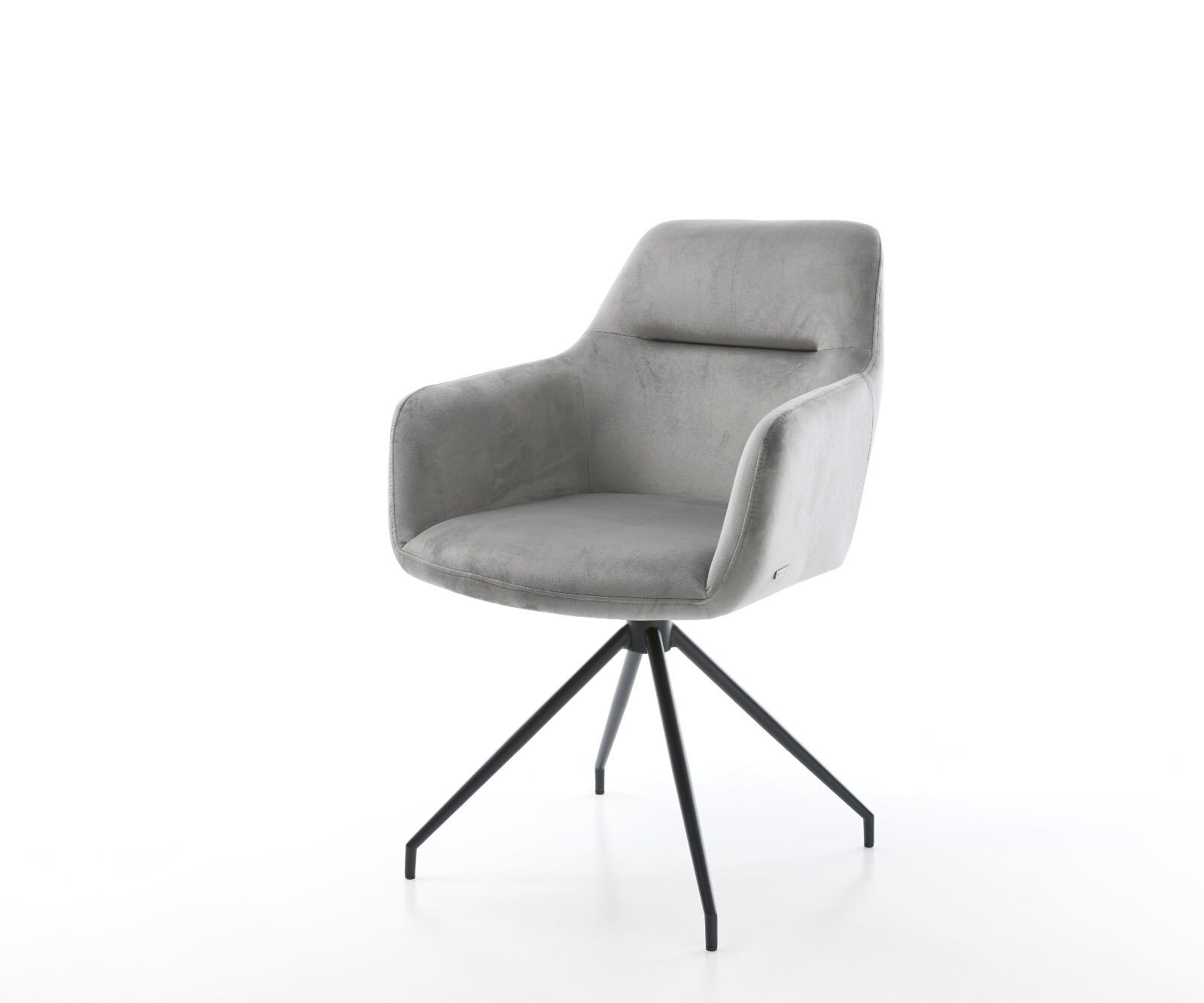 Chaise-de-salle-à-manger Pejo-Flex velours gris pied croisé conique noir ressorts ensachés