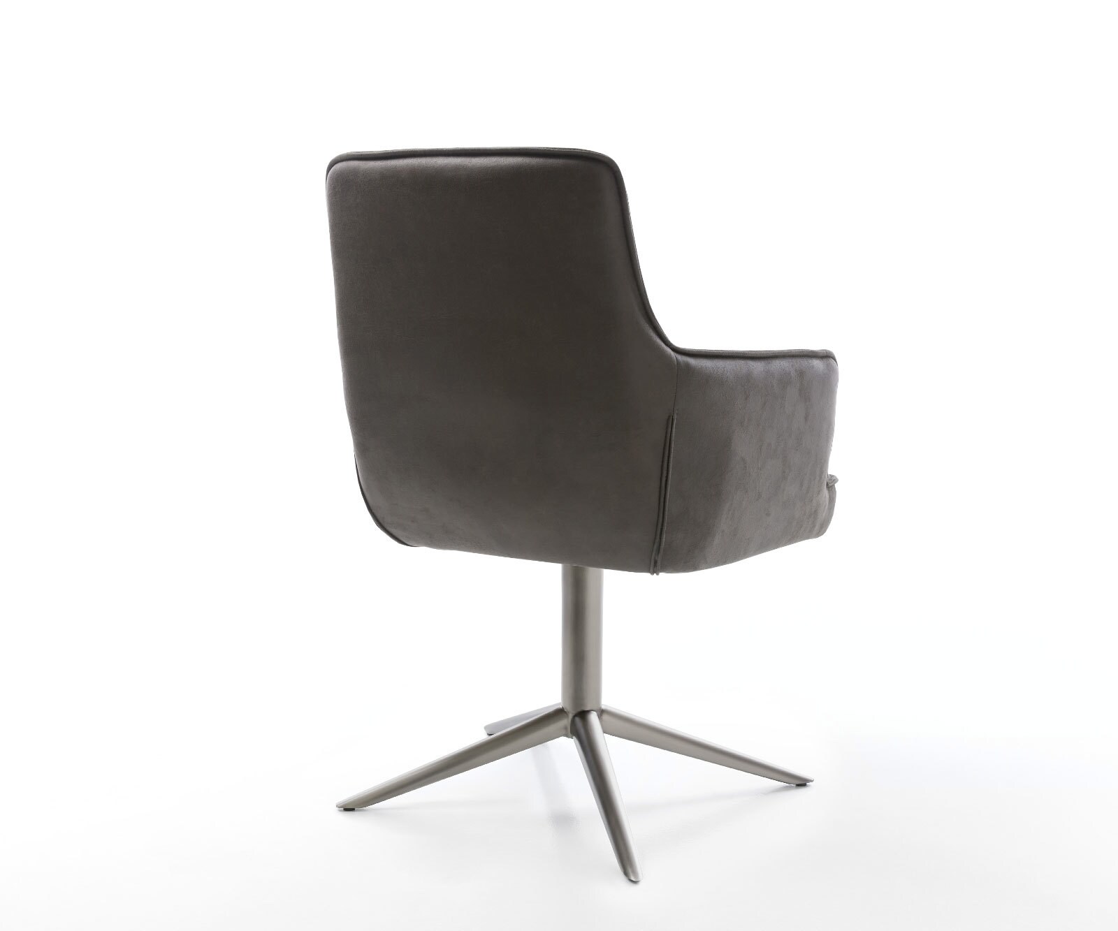 Chaise-pivotante Heira-Flex avec accoudoirs microvelours anthracite vintage pied de chaise 4 branches grafiete pivotement sur 360° fonction bascule ressorts ensachés 5