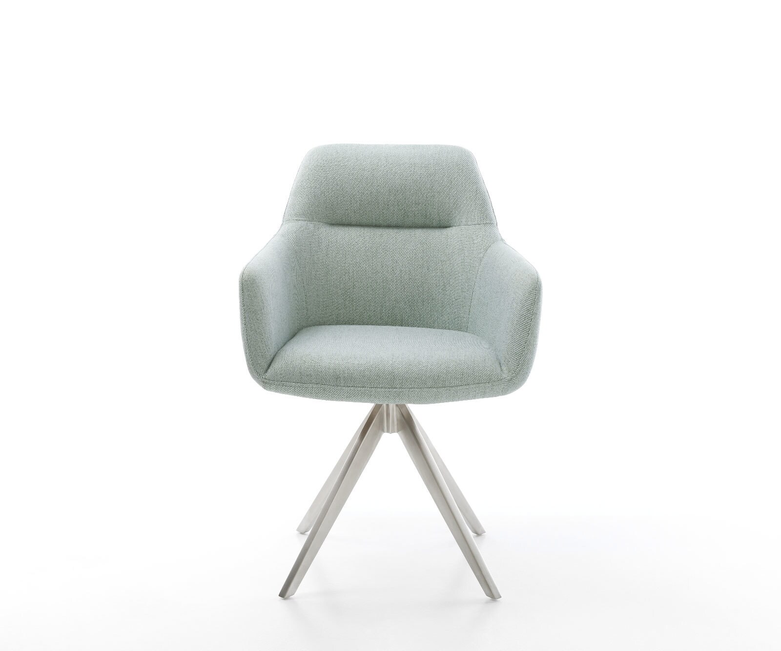 Chaise-de-salle-à-manger Pejo-Flex rayures Vert menthe pied croisé angulaire acier inoxydable brossé 1