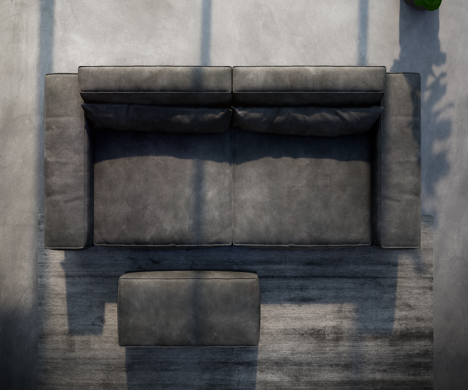 Grand Canapé Sirpio XL 270x130 cm Cuir synthétique Vintage Anthracite  avec Tabouret 3 Grand Canapé Sirpio XL 270x130 cm Cuir synthétique Vintage Anthracite  avec Tabouret 3