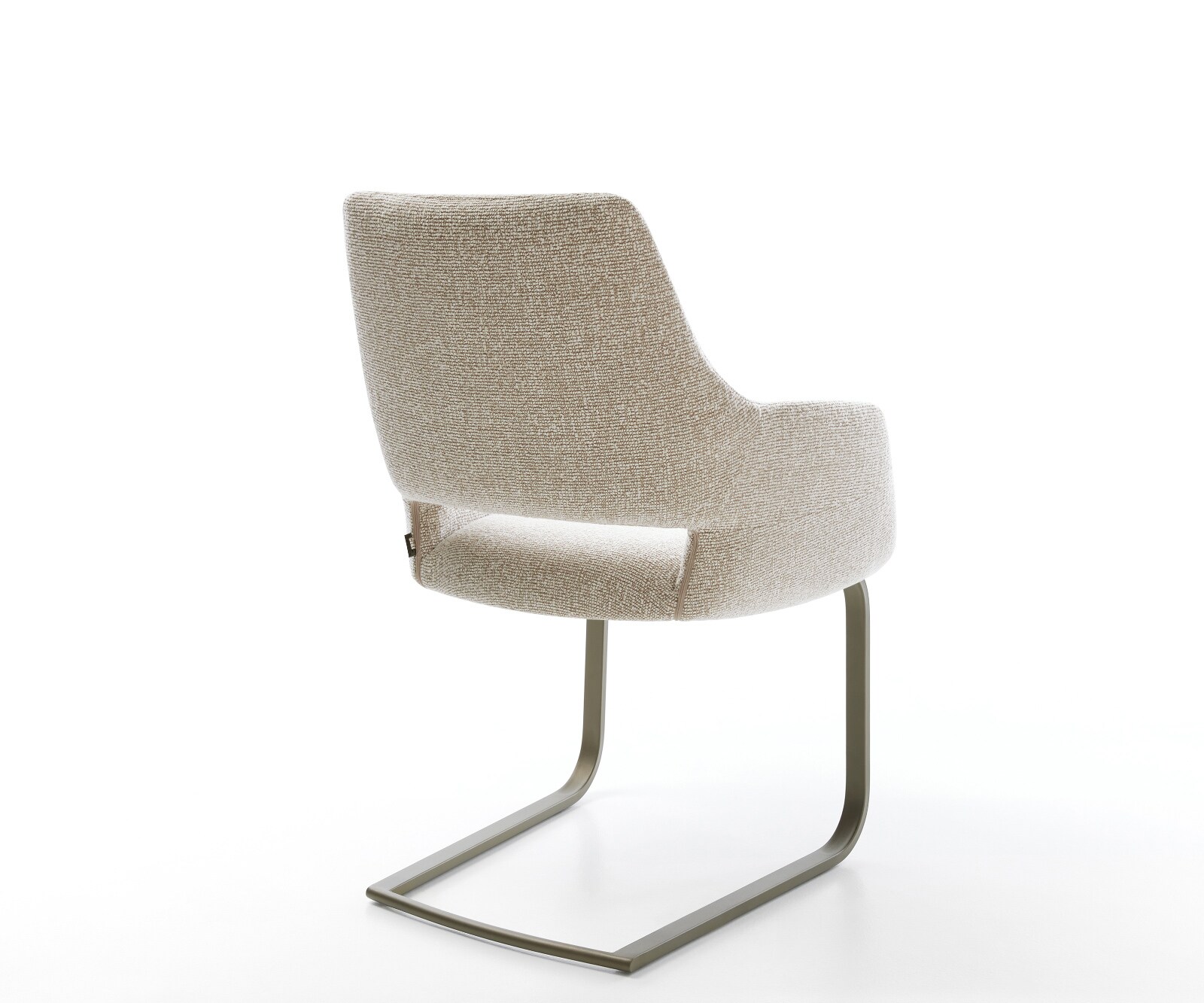 Cantilever Yago-Flex avec accoudoirs tissu tissé doux beige pied cantilever plat aspect titane resorts ensachés 5