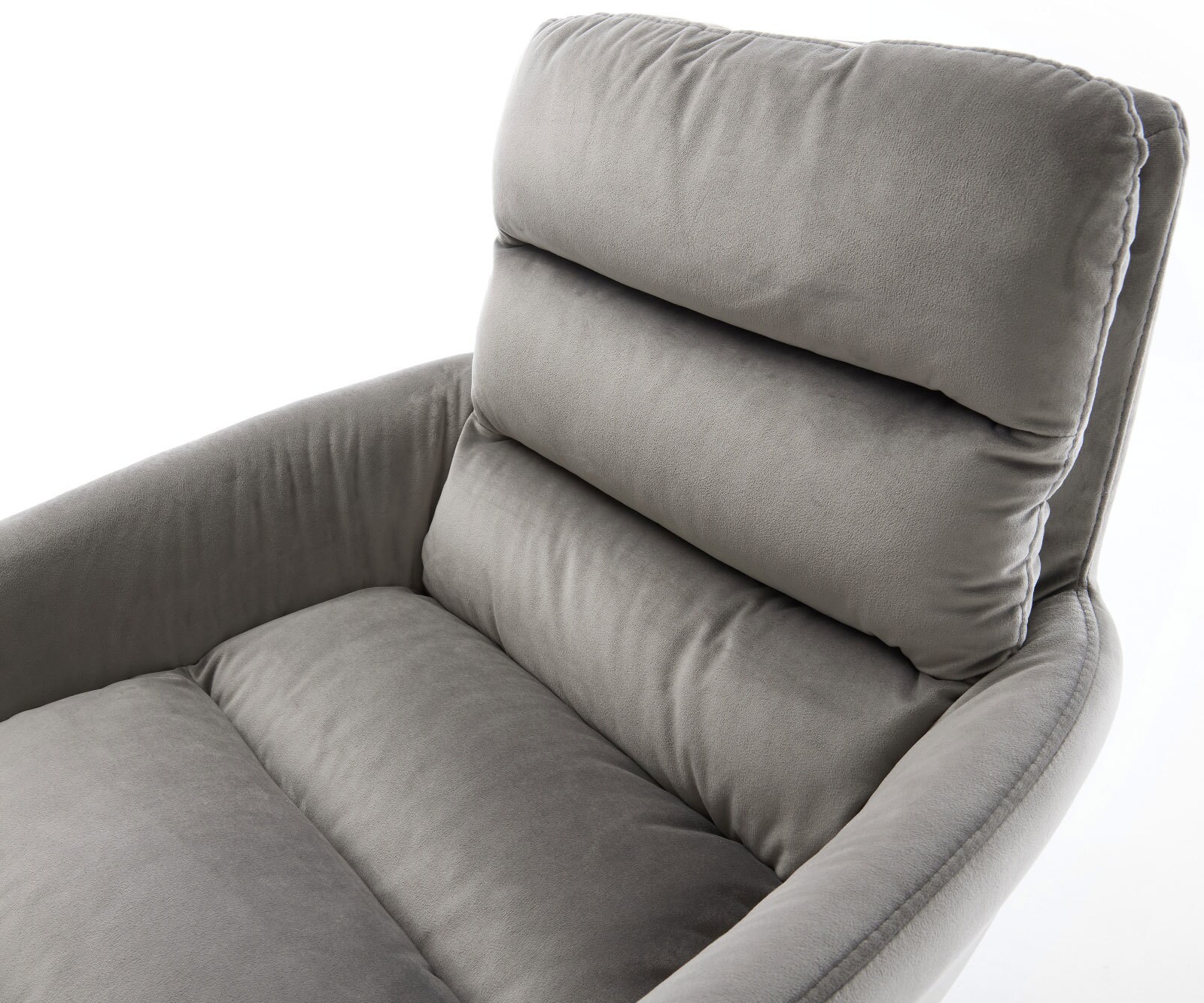 Chaise-de-salle-à-manger Abelia-Flex avec accoudoirs velours gris pied croisé conique acier inoxydable brossé 4