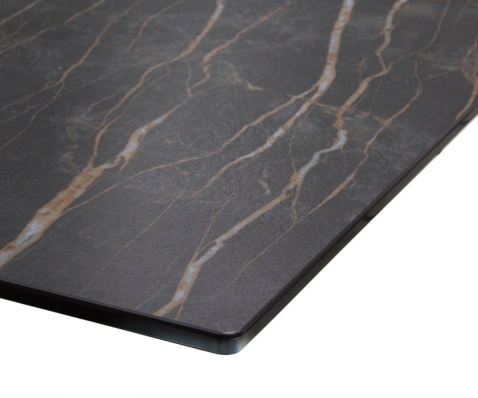 Table-à-manger Edge 200x100 céramique Laminam® noir desir brun inox large 4