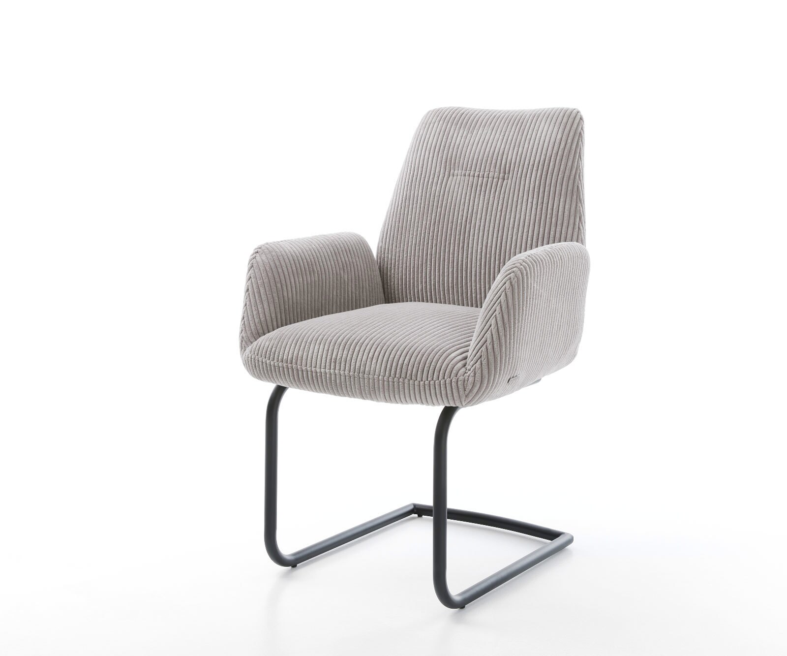 Cantilever Zoa-Flex côtelé gris argenté pied cantilever rond noir ressorts ensachés