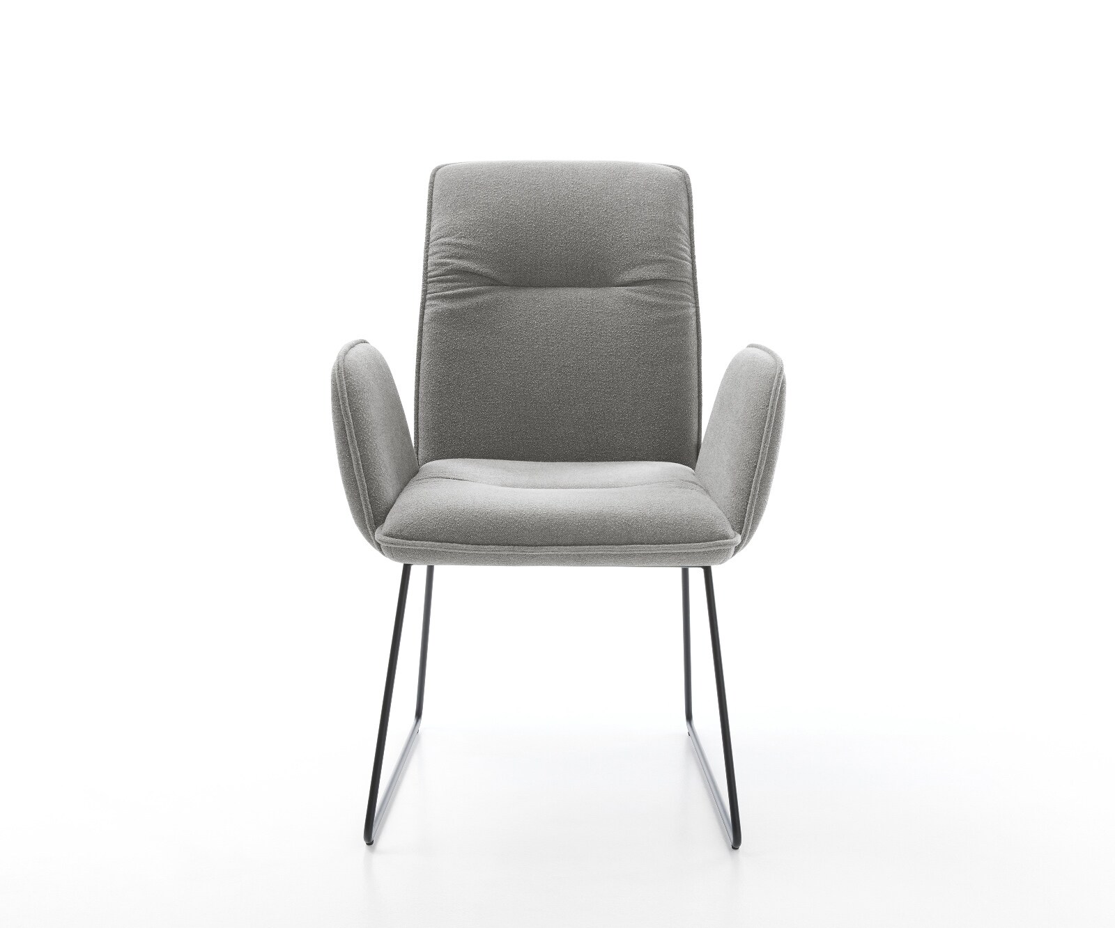 Chaise-de-salle-à-manger Vinja-Flex tissu structuré doux gris pied trapèze noir 1