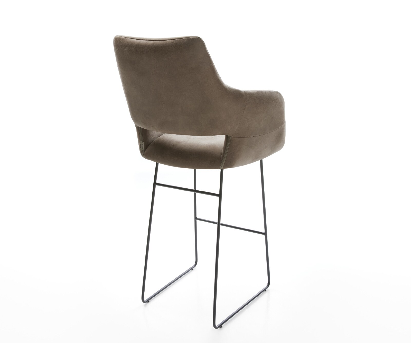 Chaise-de-bar Yago-Flex Microfibre Taupe Vintage Pied trapèze noir Noir Ressort ensaché 4