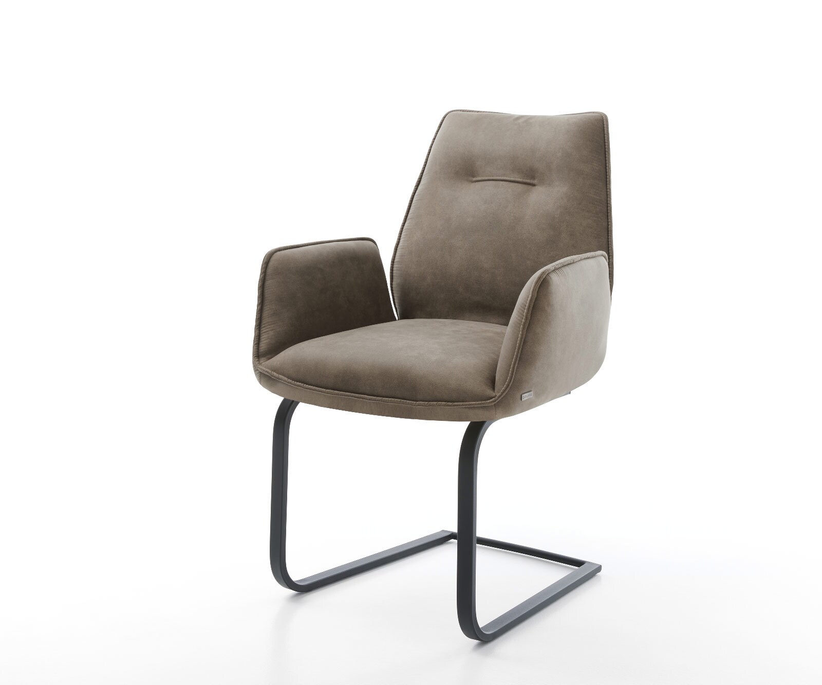 Cantilever Zoa-Flex microvelours taupe vintage pied cantilever plat noir ressorts ensachés