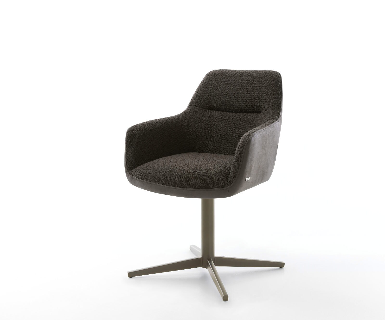 Chaise-pivotante Pejo-Flex tissu mixte noir pied de chaise 4 branches aspect titane pivotement sur 360° ressorts ensachés