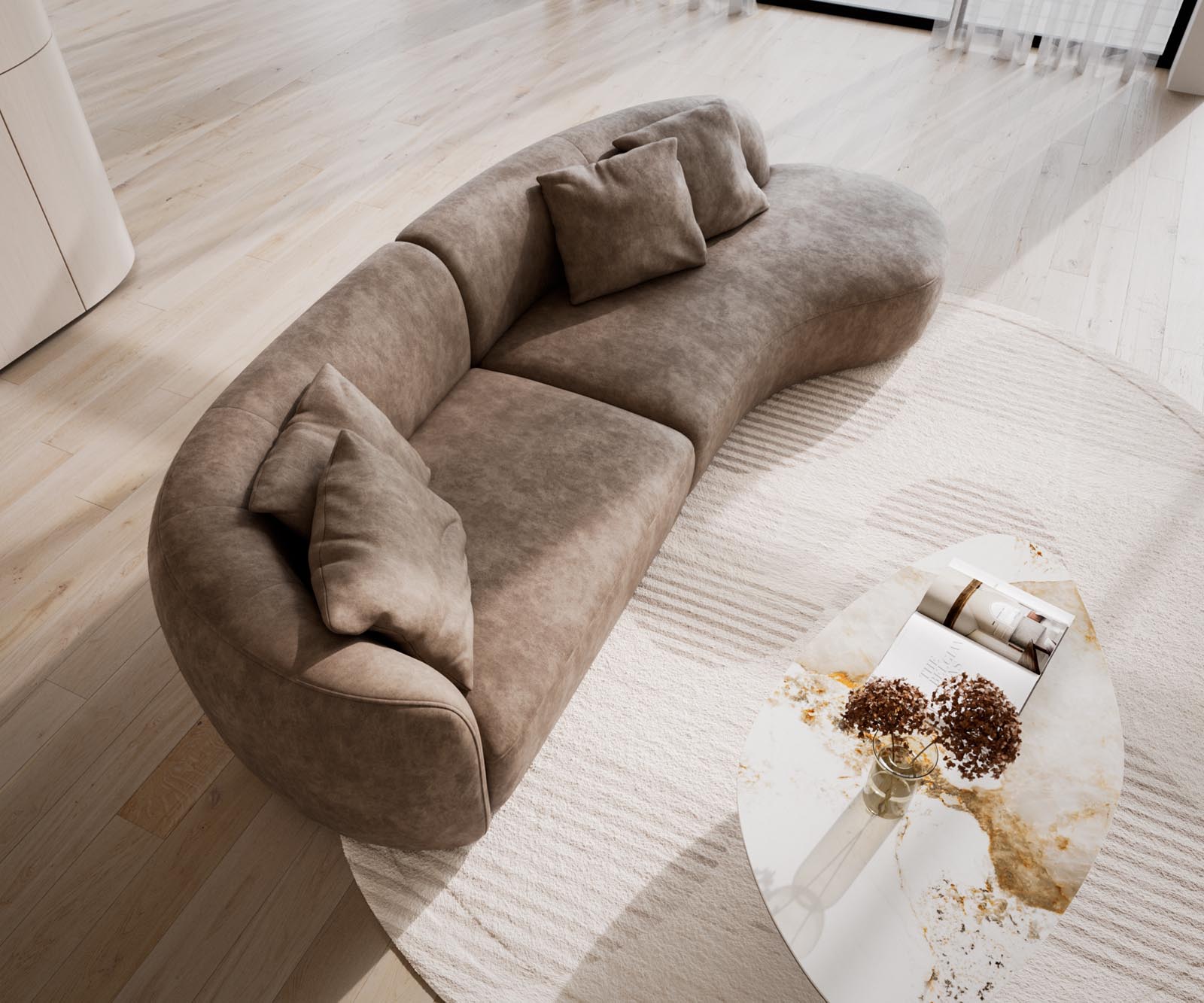 Canapé Mairi 330x160 cm microfibre taupe vintage 3 Canapé Mairi 330x160 cm microfibre taupe vintage 3