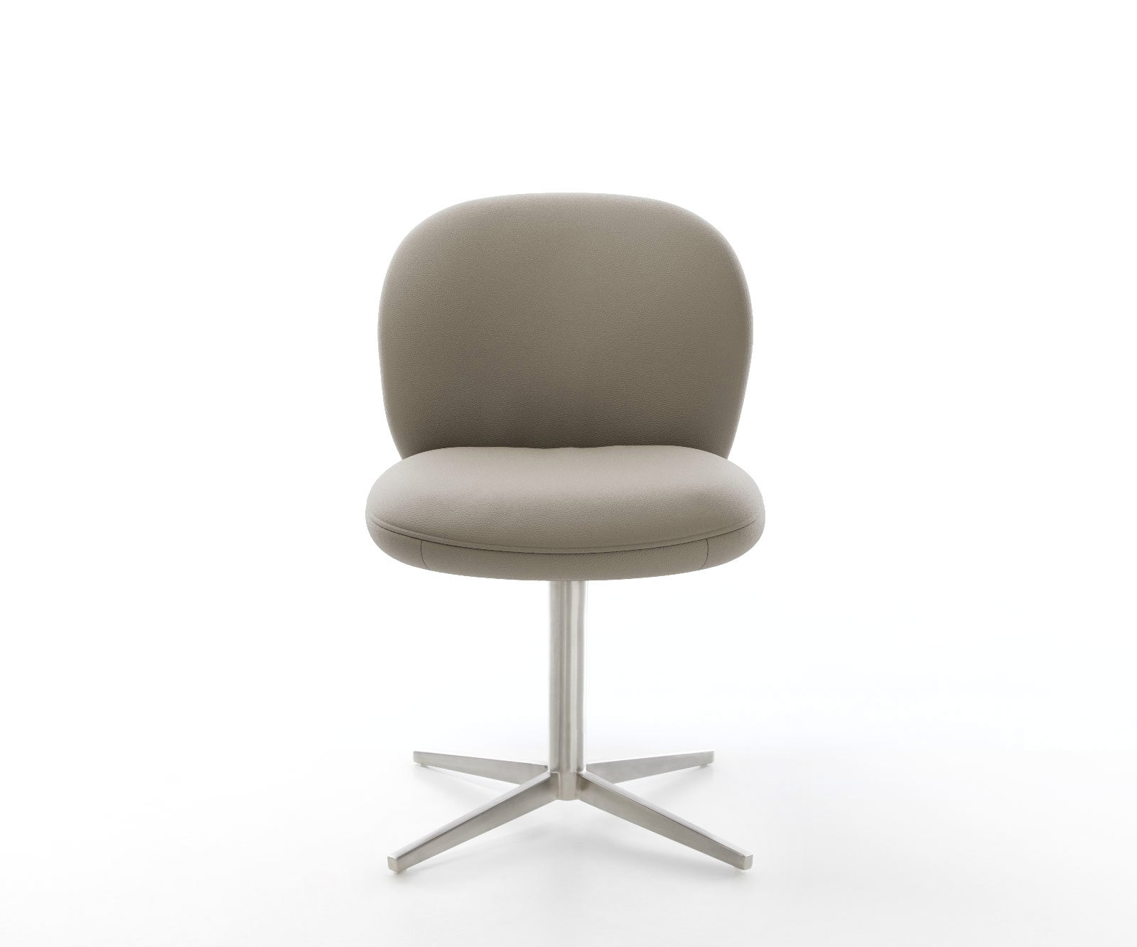 Chaise-pivotante Nube-Flex cuir de vache couleur boue pied de chaise 4 branches acier inoxydable brossé pivotement sur 360° ressorts ensachés 1 Chaise-pivotante Nube-Flex cuir de vache couleur boue pied de chaise 4 branches acier inoxydable brossé pivotement sur 360° ressorts ensachés 1